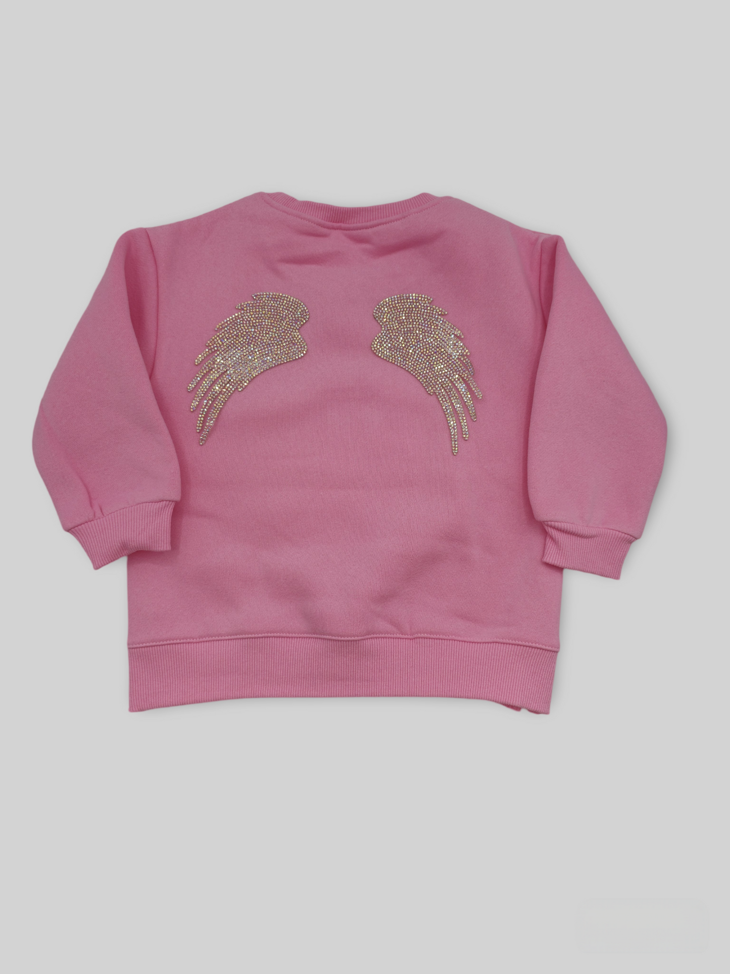 Angel Wings Rhinestone Sweatshirt โ Pink Toddler Sweater โ Girls Cozy Pullover โ Sparkly Kids Jumper โ Cute Fall/Winter Outfit
