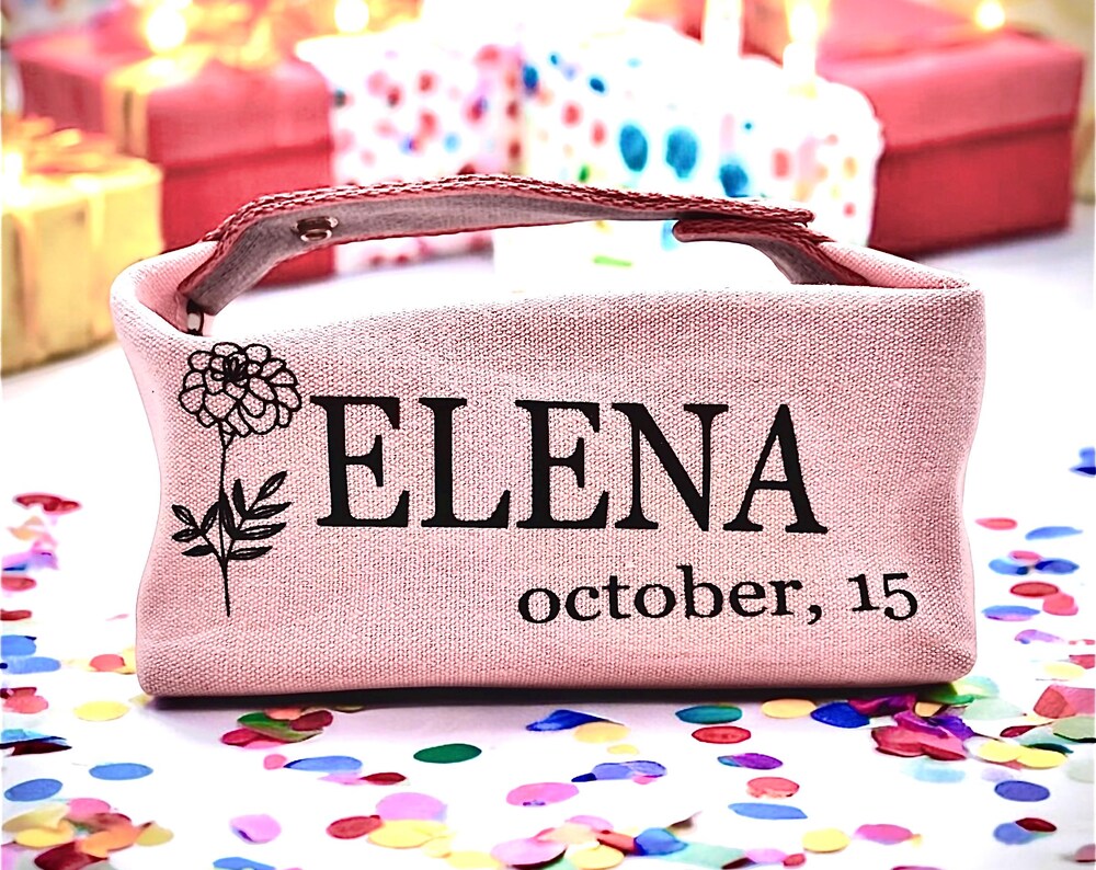 Best Friend Gift, Makeup Case, Personalized Makeup Bag, Personalized Gift, Makeup, Makeup Bag, Cosmetic Bag, Canvas Bag, Floral Monogram Bag