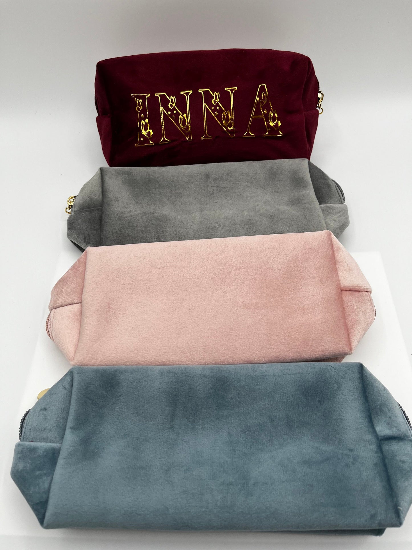 Personalized Velvet Makeup Bag, Birthday Gift for Her