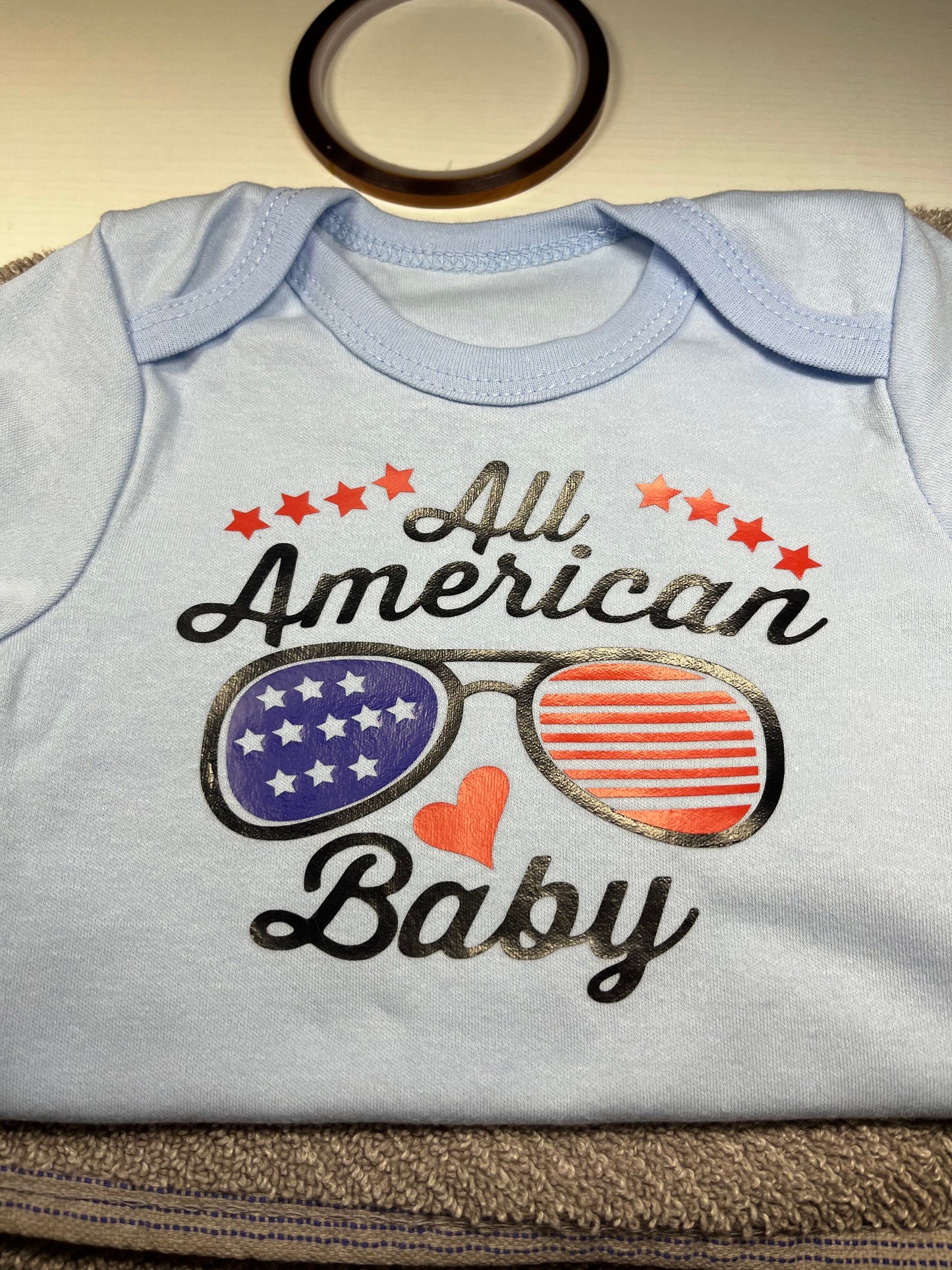 Personalized 4th of July Baby Bodysuit: All American Baby, 100% Cotton