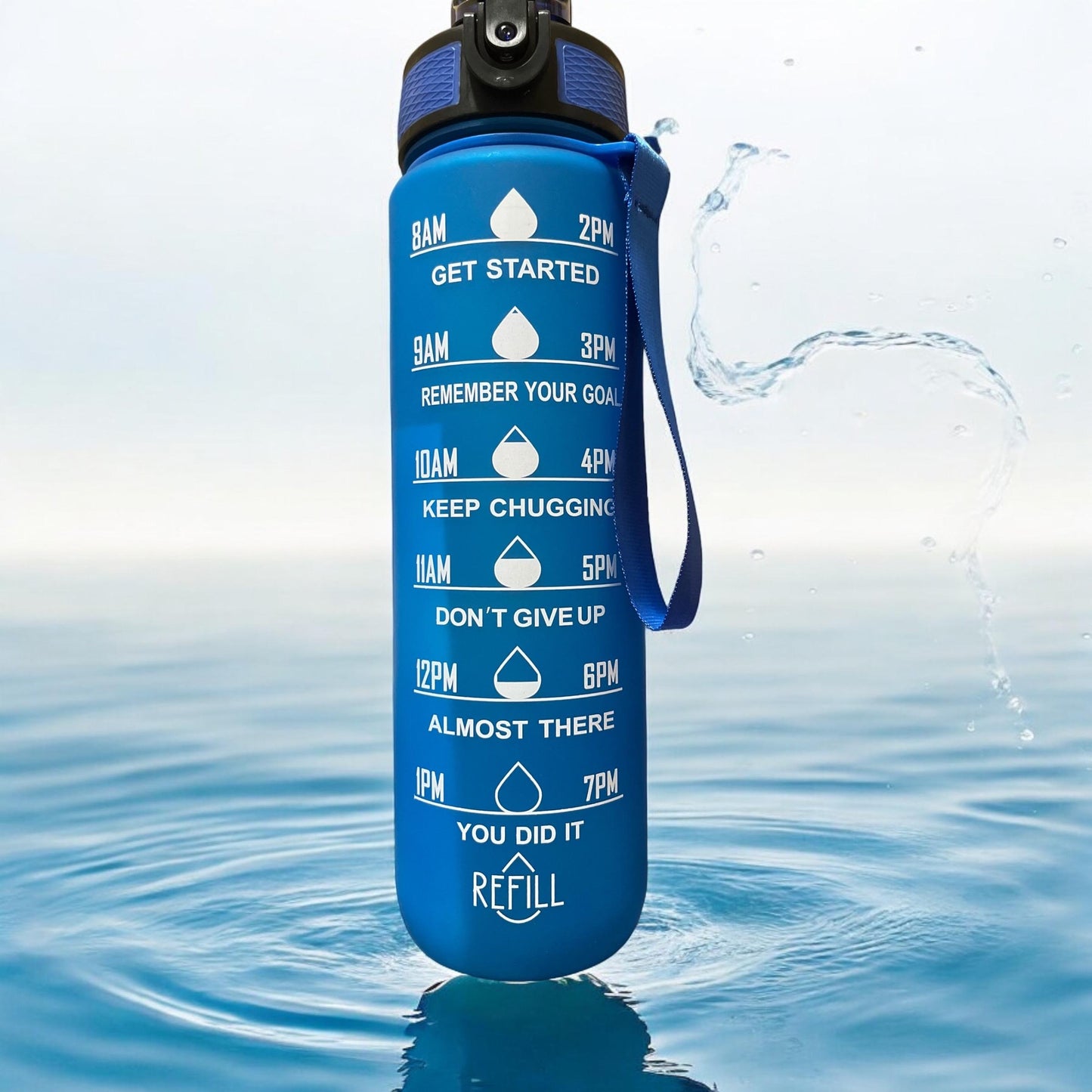 Personalized 32oz Time-Marked Water Bottle: Leakproof, BPA-Free, Fitness Straw, Beach-Ready