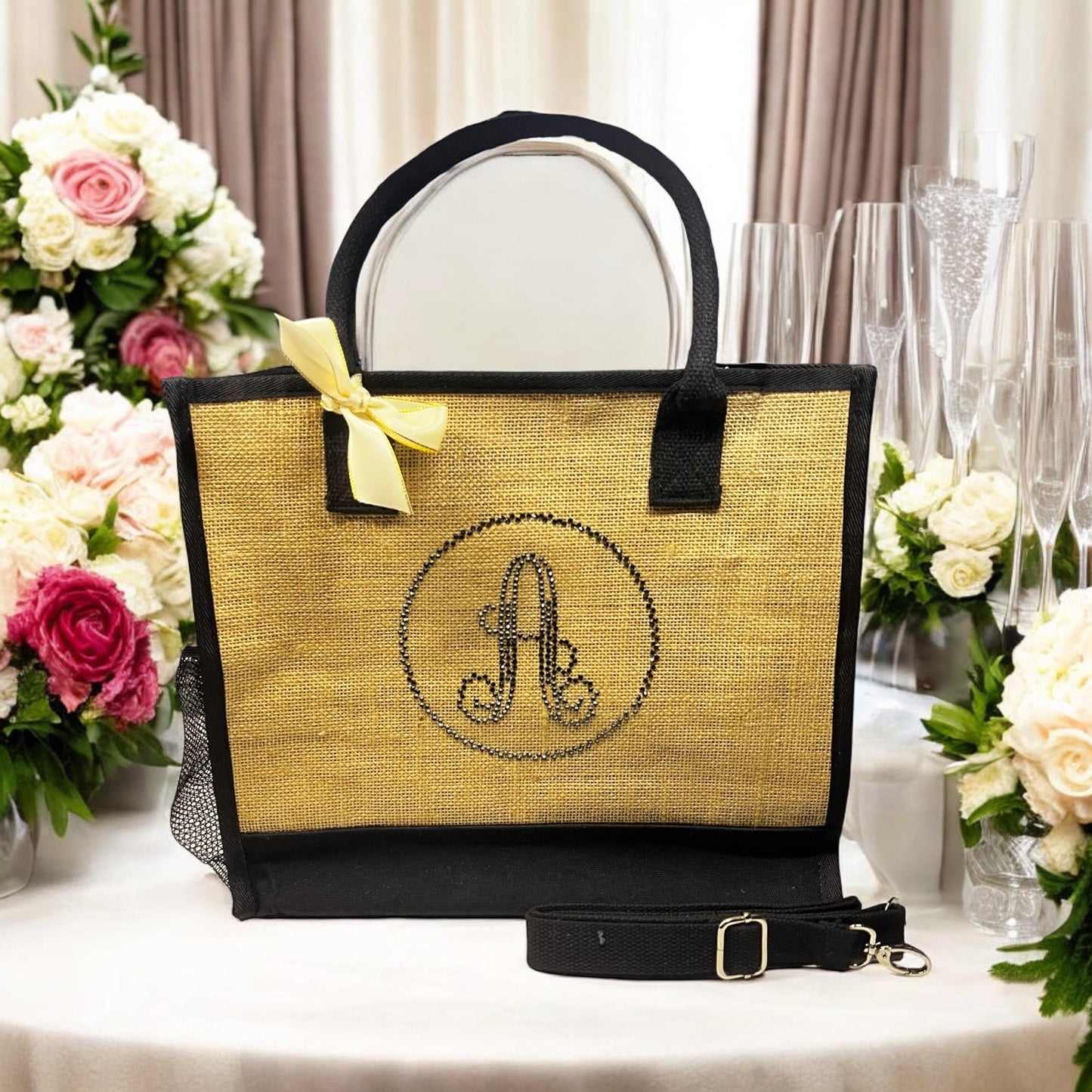 Personalized Burlap Bag For Bridesmaid, Wedding Tote Bag Gifts for Her, Bachelorette Party Favors Beach Bags, Custom Bridal Party Jute Bags