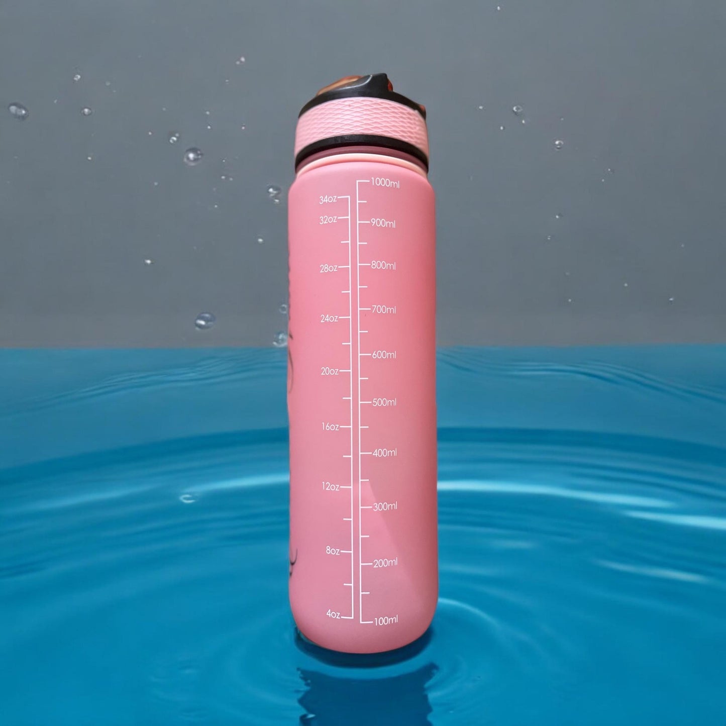Water Bottle with Time Marker and fitness straw Leakproof Flip Top BPA Free Customizable Personalized 32 OZ Water Bottle, Beach bottle