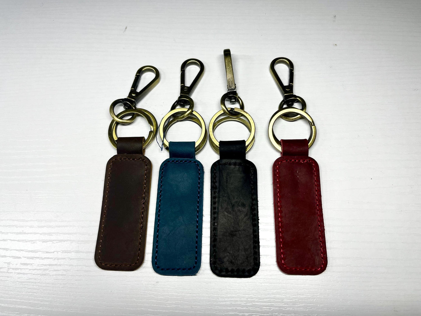 Personalized Leather Keychain, Custom Initial Key Fob, Anniversary Gift