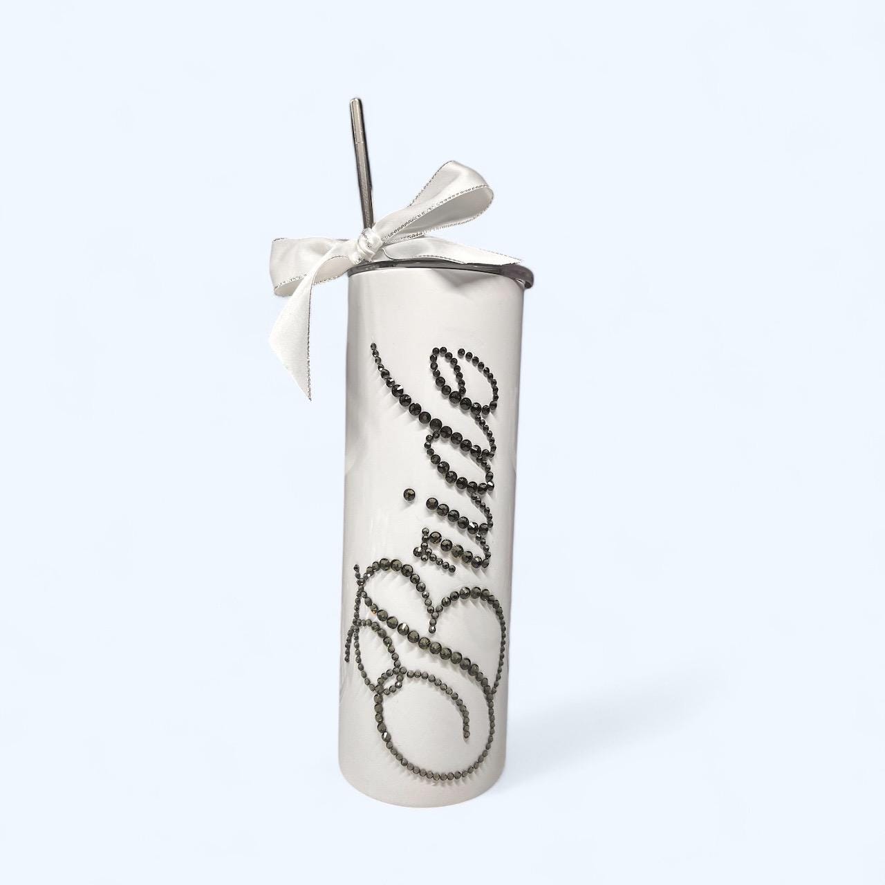 Engraved Bridesmaids Tumbler Personalized Tumbler for Bridesmaid Skinny Tumbler for Bride Tumbler for Bridal Party Bride Gift, Straw and Lid
