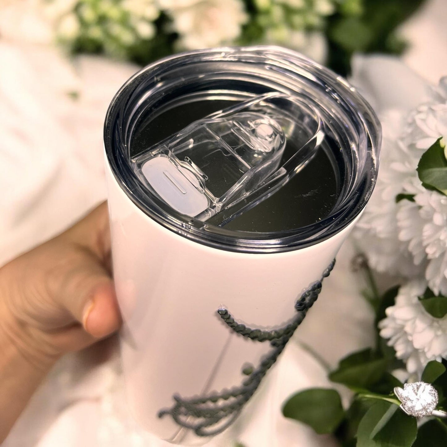 Engraved Bridesmaids Tumbler Personalized Tumbler for Bridesmaid Skinny Tumbler for Bride Tumbler for Bridal Party Bride Gift, Straw and Lid