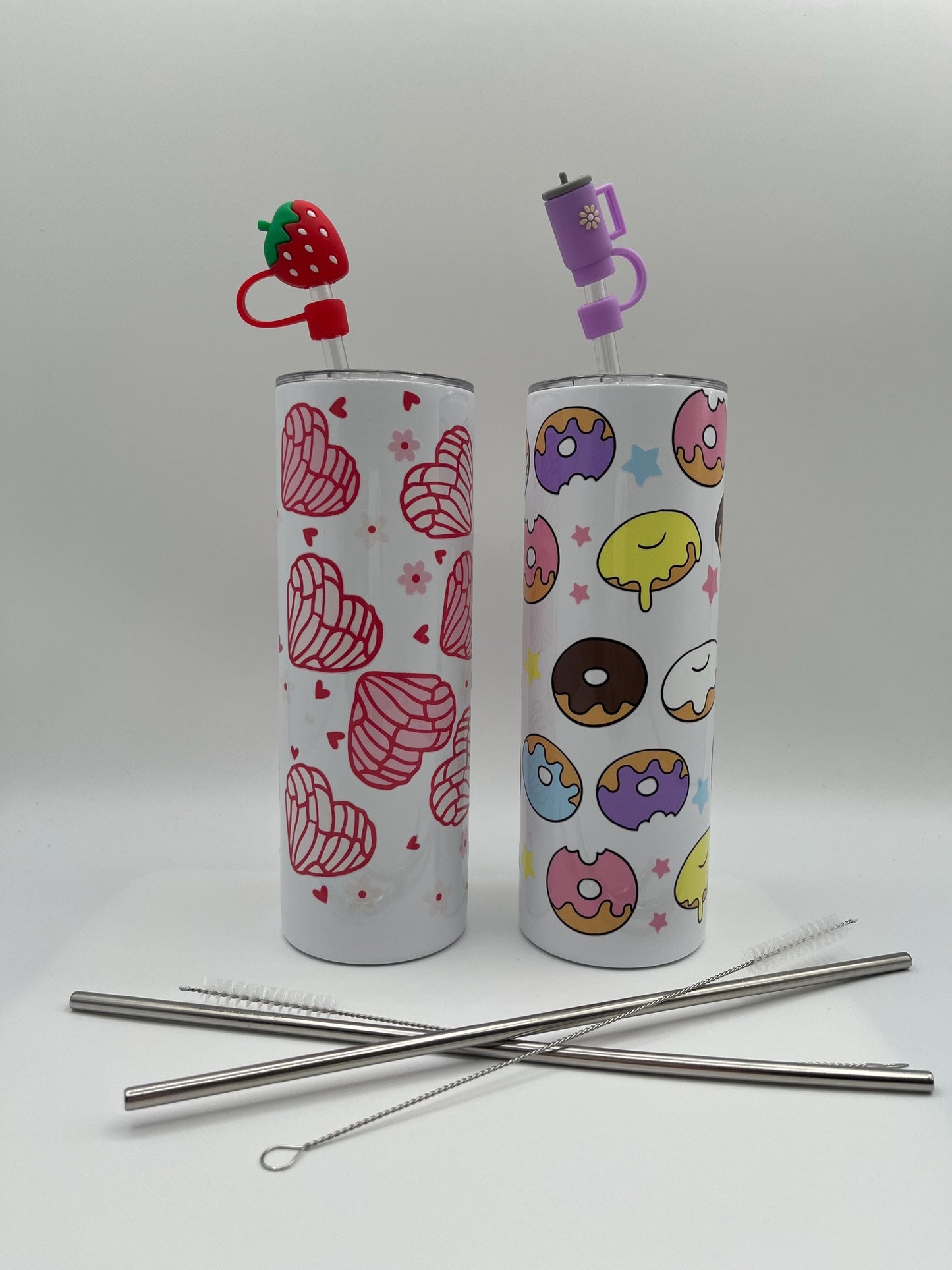 Chick Valentine's day Tumbler 20oz , Skinny Tumbler Cup with Straw & Lid, Gift Ideas, Cute, Tumbler, Heart and Donut Spread Cheer, chic gift