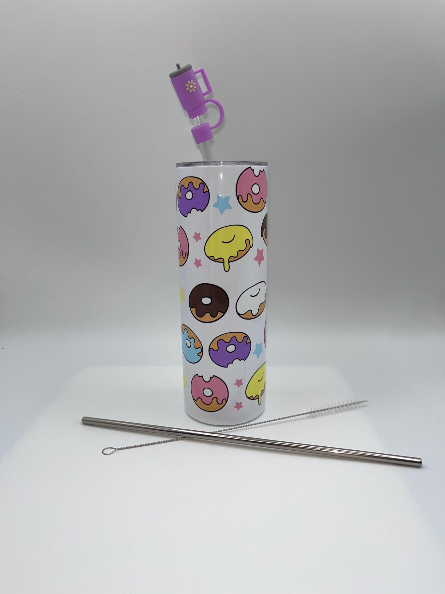 Chick Valentine's day Tumbler 20oz , Skinny Tumbler Cup with Straw & Lid, Gift Ideas, Cute, Tumbler, Heart and Donut Spread Cheer, chic gift