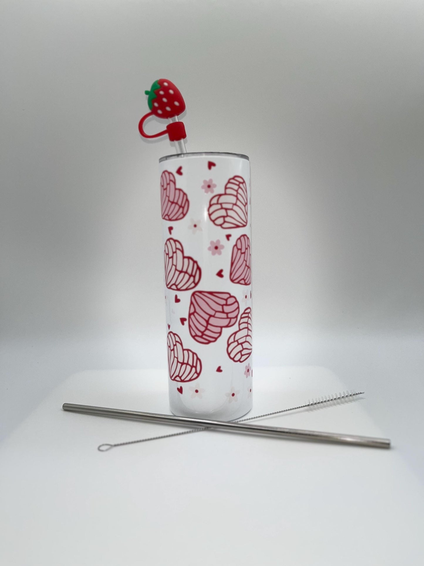 Chick Valentine's day Tumbler 20oz , Skinny Tumbler Cup with Straw & Lid, Gift Ideas, Cute, Tumbler, Heart and Donut Spread Cheer, chic gift