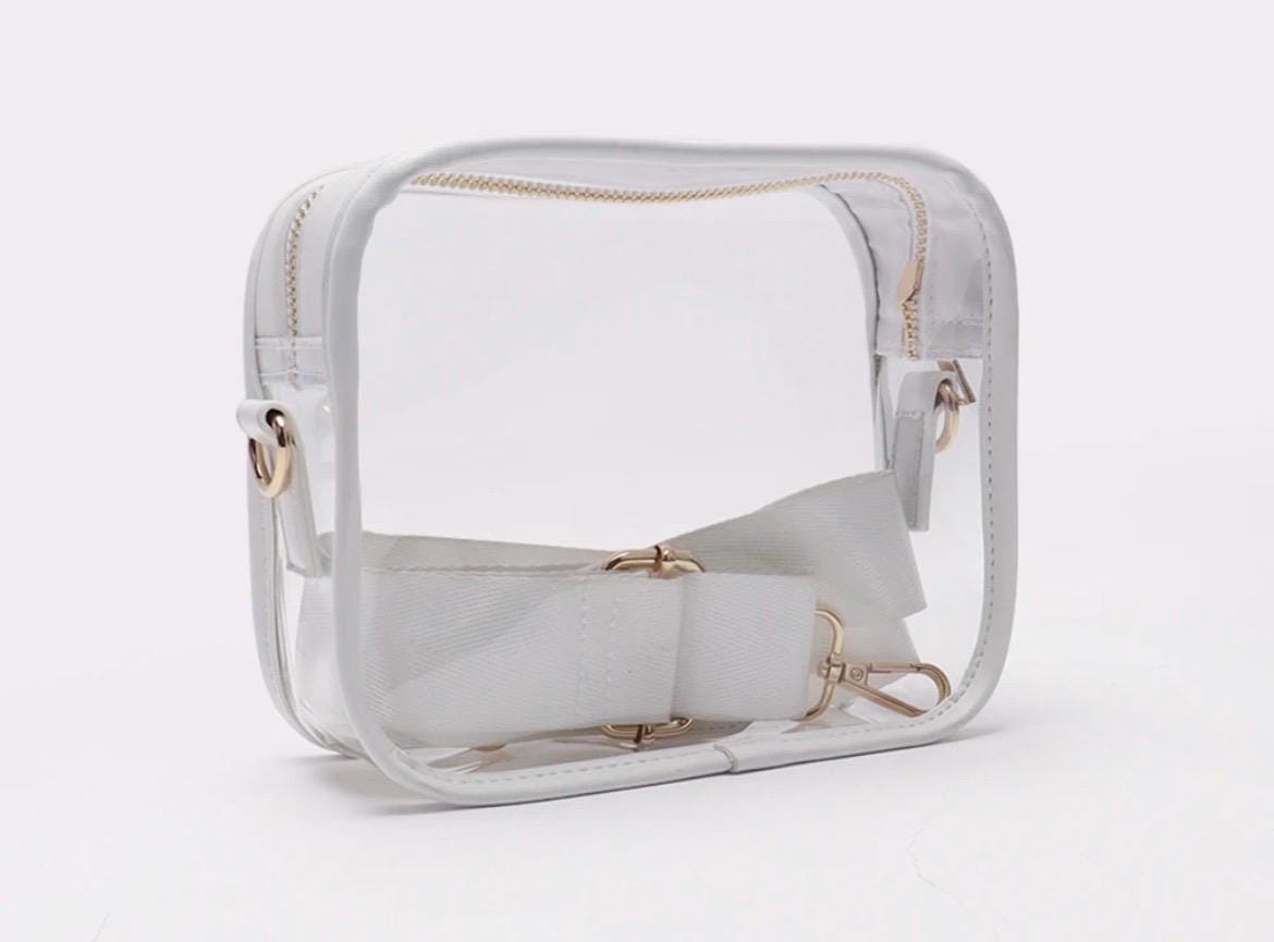 Clear Stadium Bag Crossbody, Game day bag, Makeup bag, Purse, Clear Bag with Strap, Transparent Bag for Stadium, Clear Concert Bag