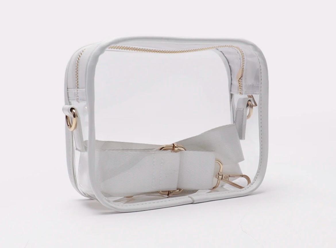 Clear Stadium Bag Crossbody, Game day bag, Makeup bag, Purse, Clear Bag with Strap, Transparent Bag for Stadium, Clear Concert Bag