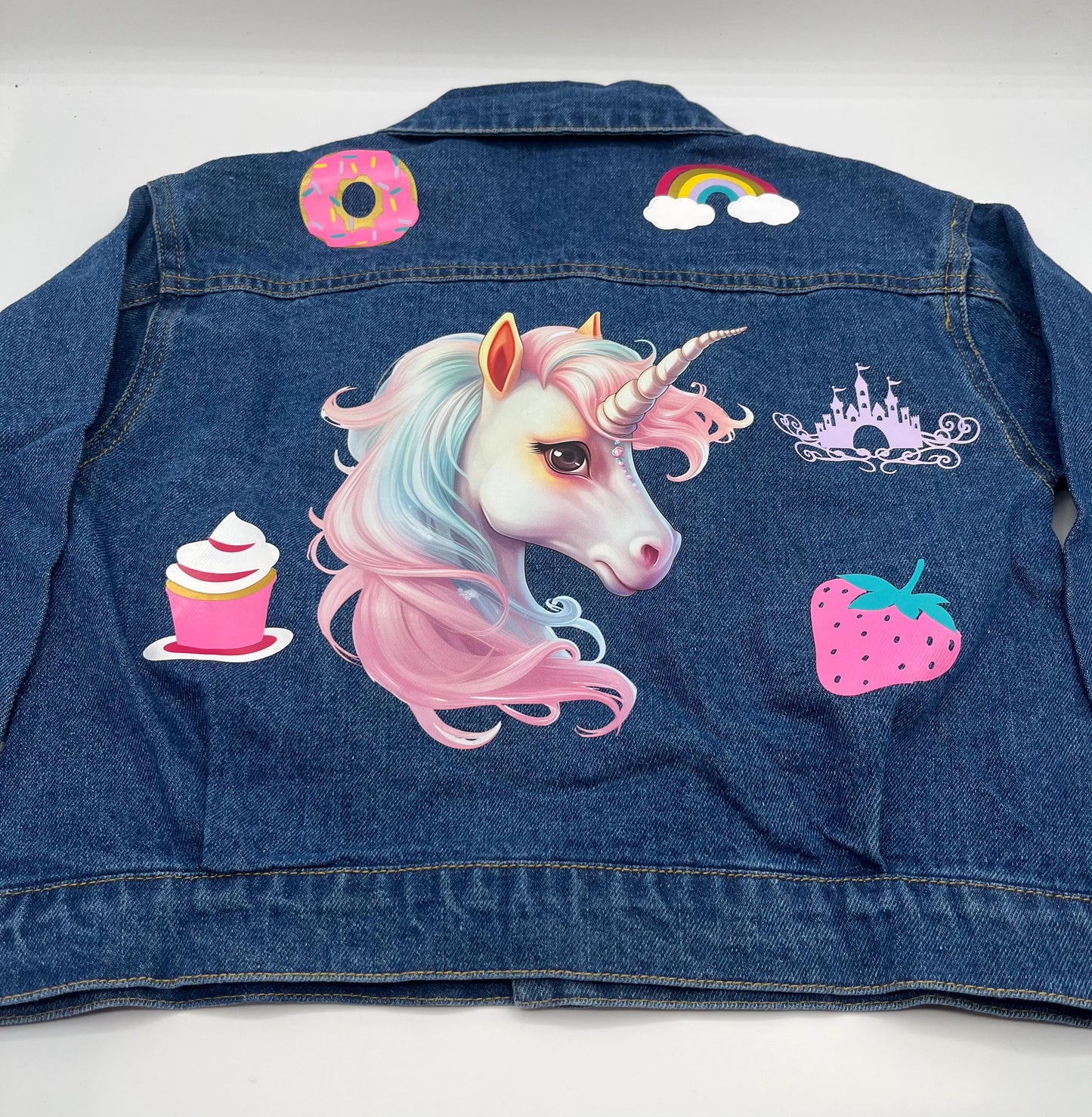Personalized Unicorn Denim Jacket for Kids, Custom Flower Girl Gift, Toddler Jean Outerwear, Personalized Kids Denim Jacket, Custom Toddler
