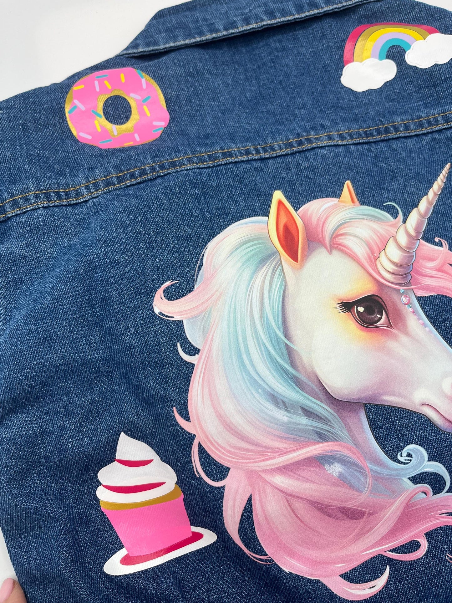 Personalized Unicorn Denim Jacket for Kids, Custom Flower Girl Gift, Toddler Jean Outerwear, Personalized Kids Denim Jacket, Custom Toddler