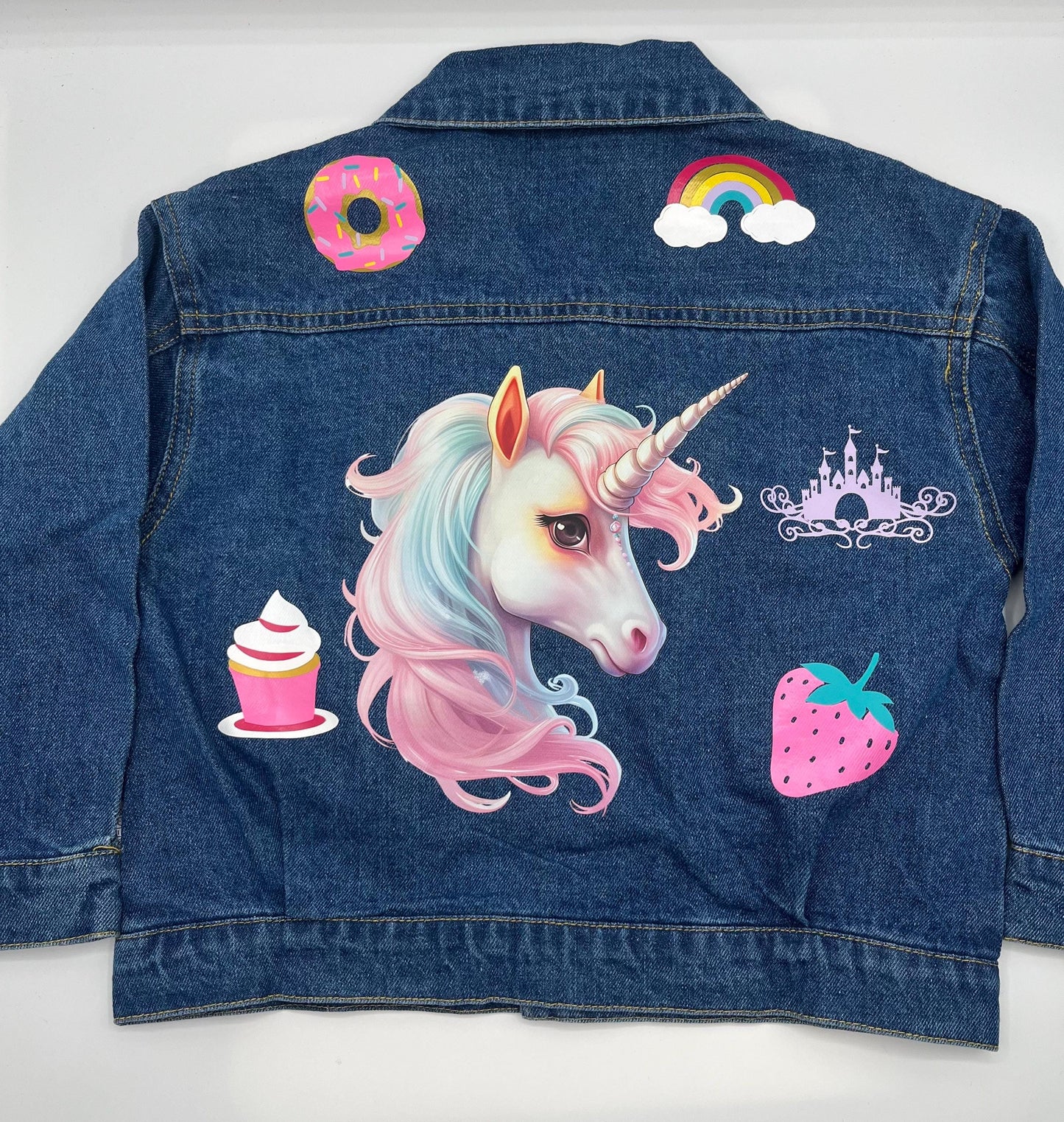 Personalized Unicorn Denim Jacket for Kids, Custom Flower Girl Gift, Toddler Jean Outerwear, Personalized Kids Denim Jacket, Custom Toddler