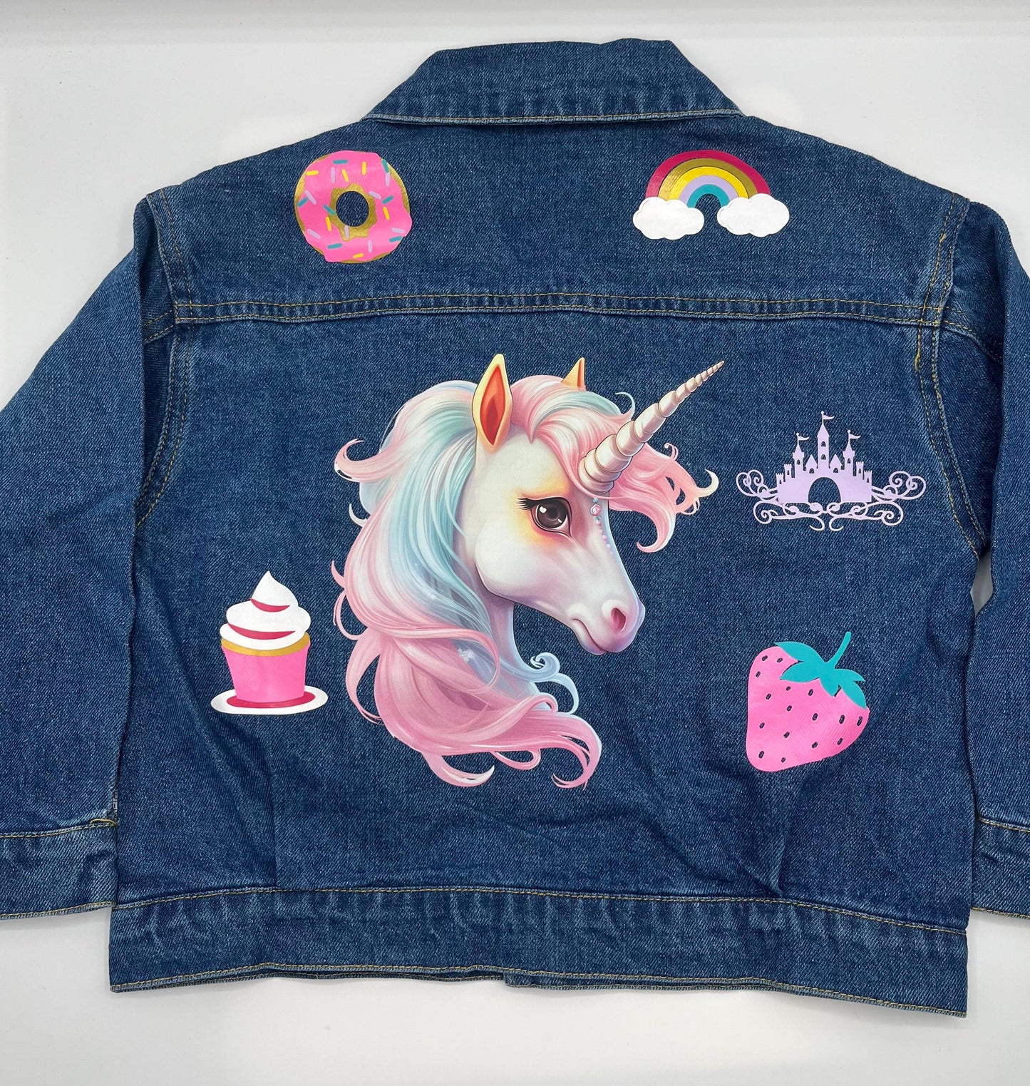 Personalized Unicorn Denim Jacket for Kids, Custom Flower Girl Gift, Toddler Jean Outerwear, Personalized Kids Denim Jacket, Custom Toddler