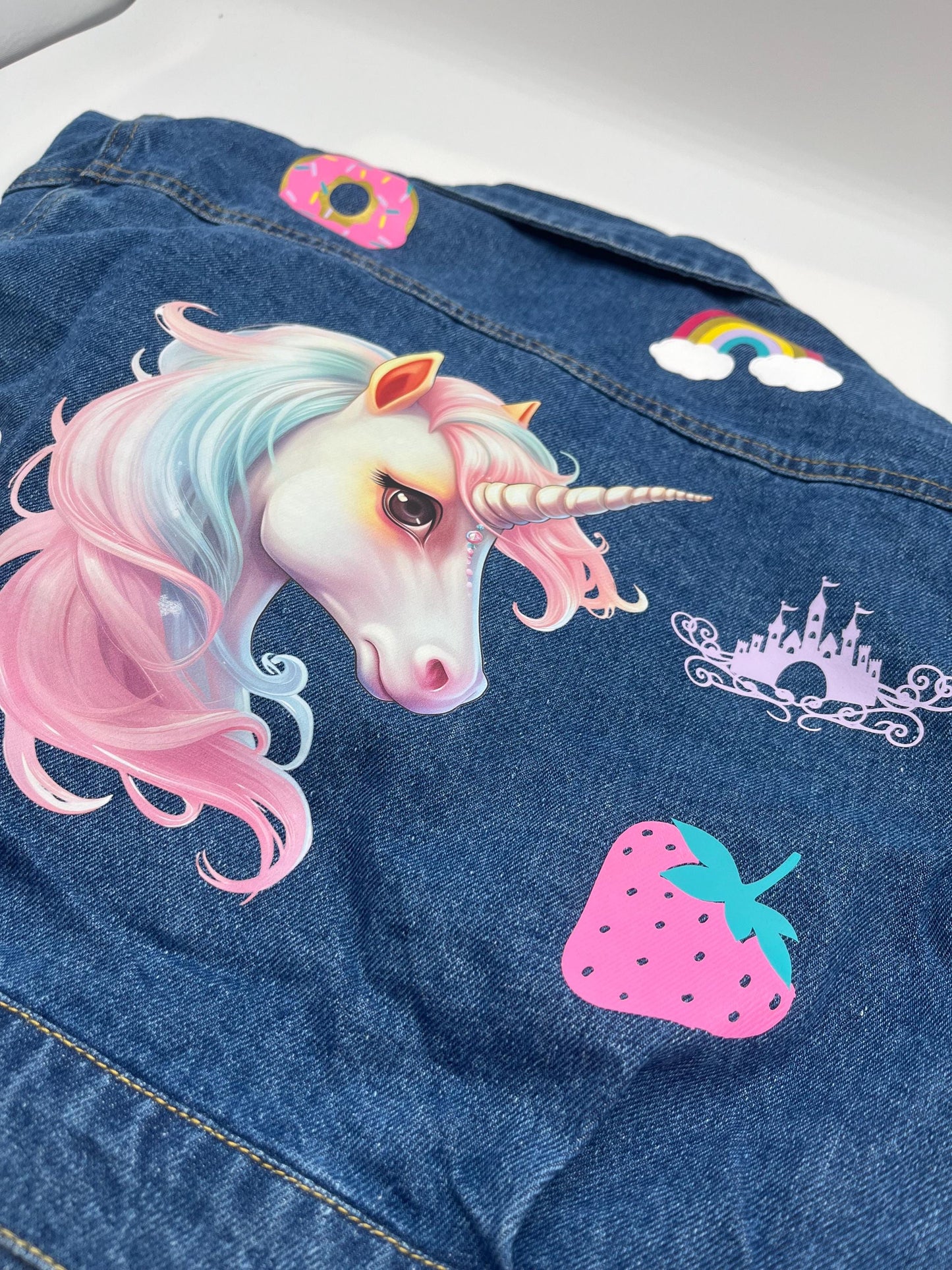 Personalized Unicorn Denim Jacket for Kids, Custom Flower Girl Gift, Toddler Jean Outerwear, Personalized Kids Denim Jacket, Custom Toddler