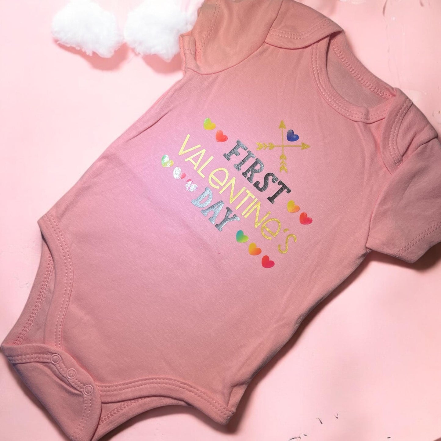 Baby bodysuit 0-12 months, 100% cotton, My first Valentine’s Day, Blue and Pink Kids bodysuit, Baby Gift, Newborn Outfit, Newborn Gift
