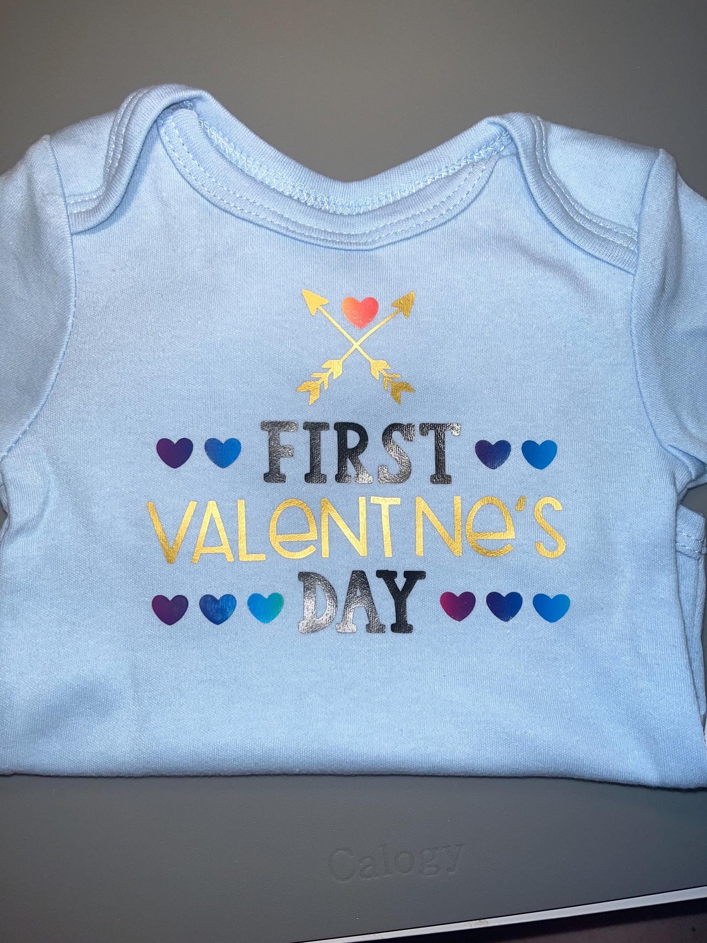 Baby bodysuit 0-12 months, 100% cotton, My first Valentine’s Day, Blue and Pink Kids bodysuit, Baby Gift, Newborn Outfit, Newborn Gift