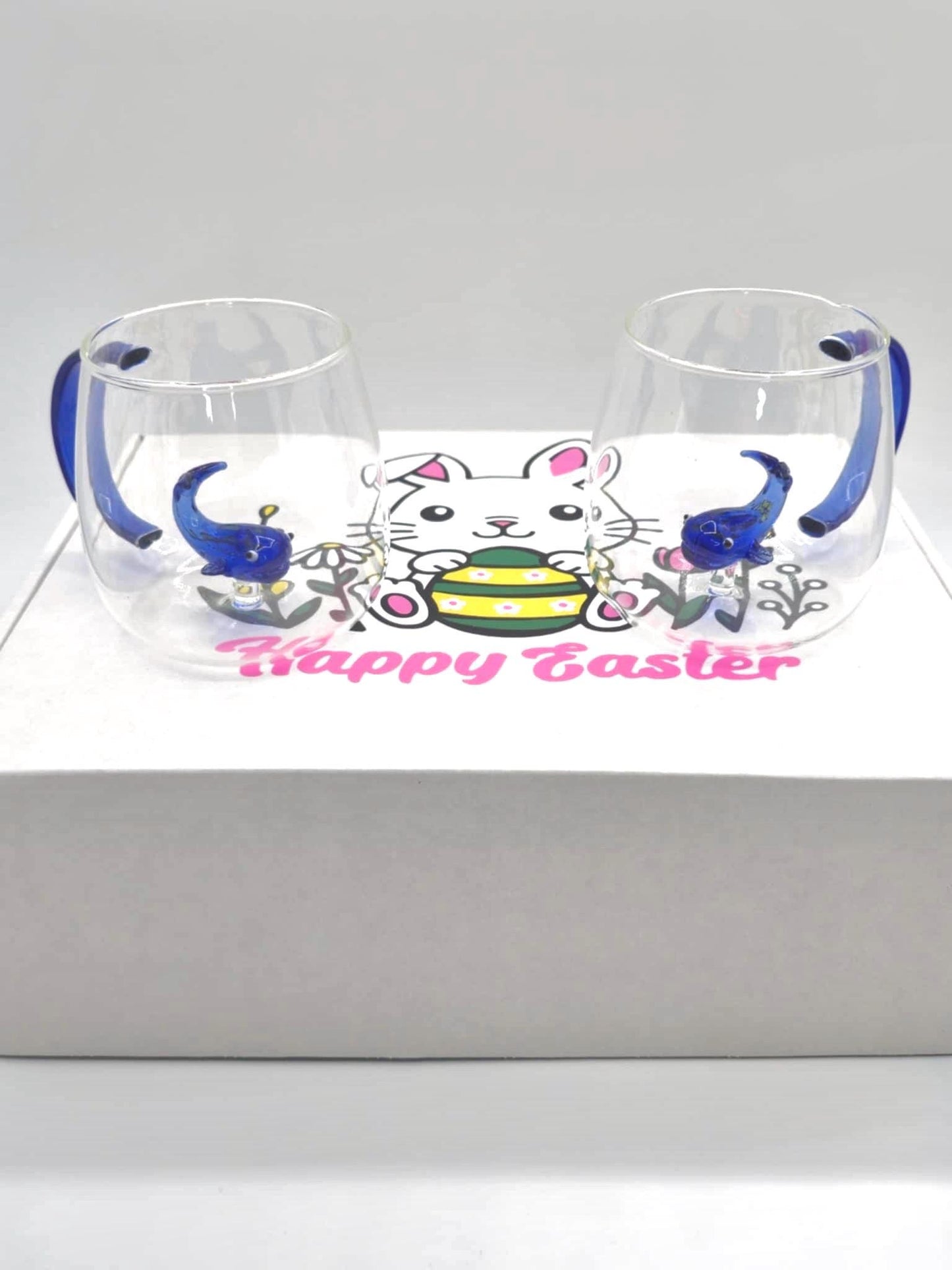Set of 2, 4, 6 glass mug, Easter gift, Gift for birthday, Personalized Glassware Gift Set in a Beautifully Packaged Box with Bow, glass cup