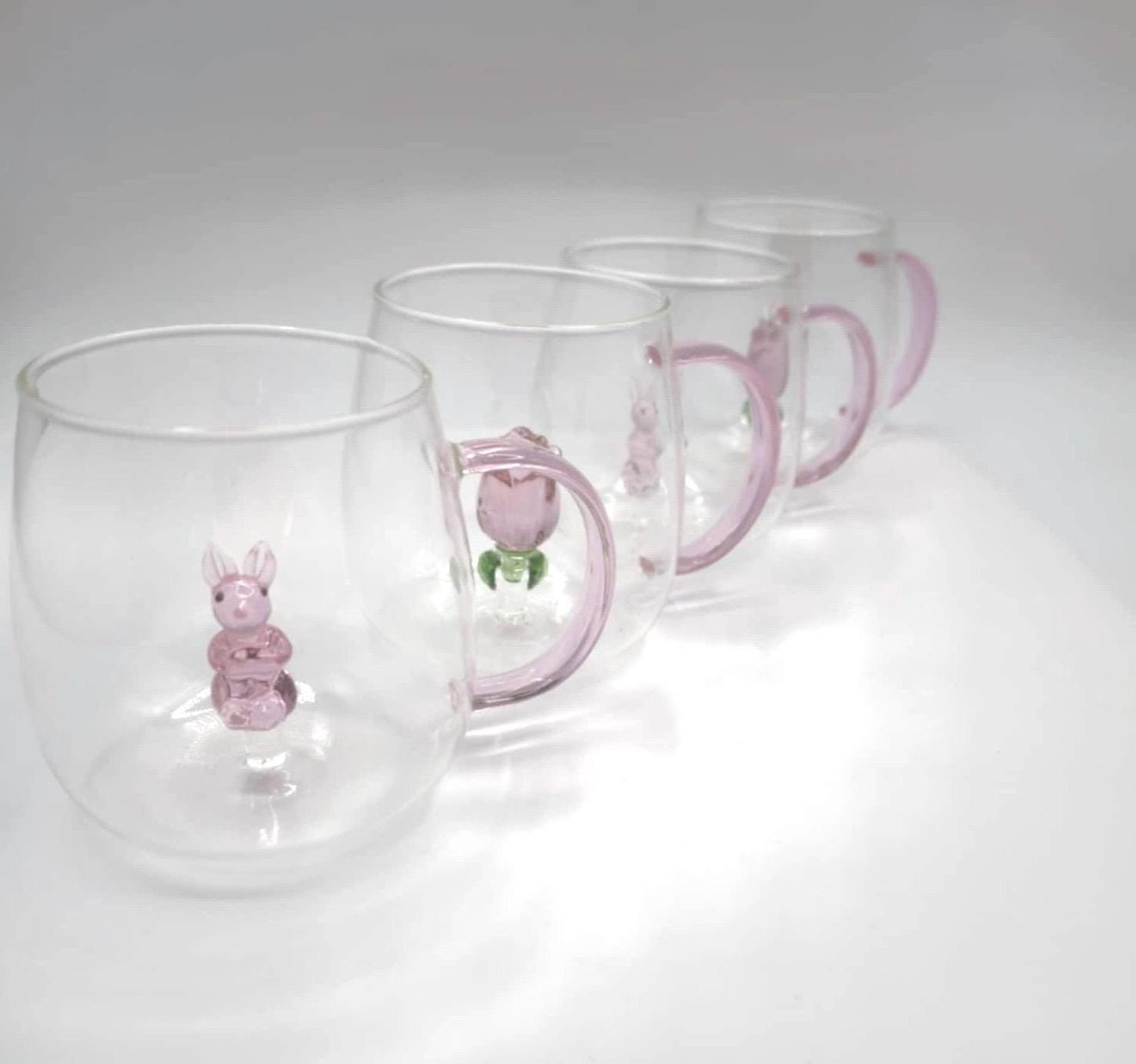 Set of 2, 4, 6 glass mug, Easter gift, Gift for birthday, Personalized Glassware Gift Set in a Beautifully Packaged Box with Bow, glass cup