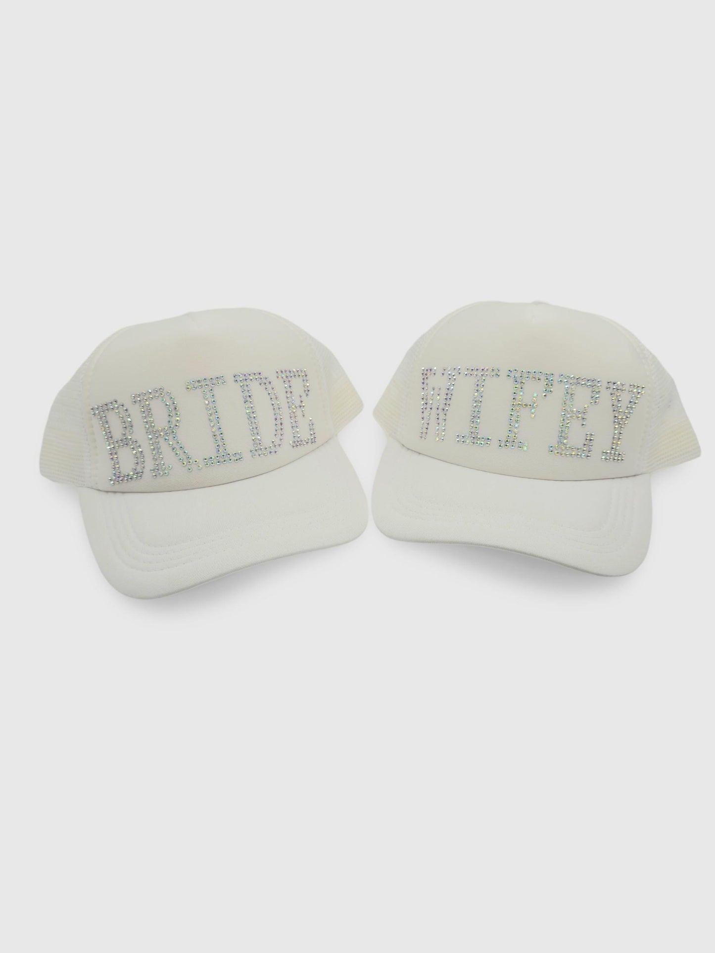 Rhinestone Bride - Wifey Sun Hat – Stylish Cap, Sparkling white Glitter Hat, Fashionable Women's Hat, Summer Mesh Cap,