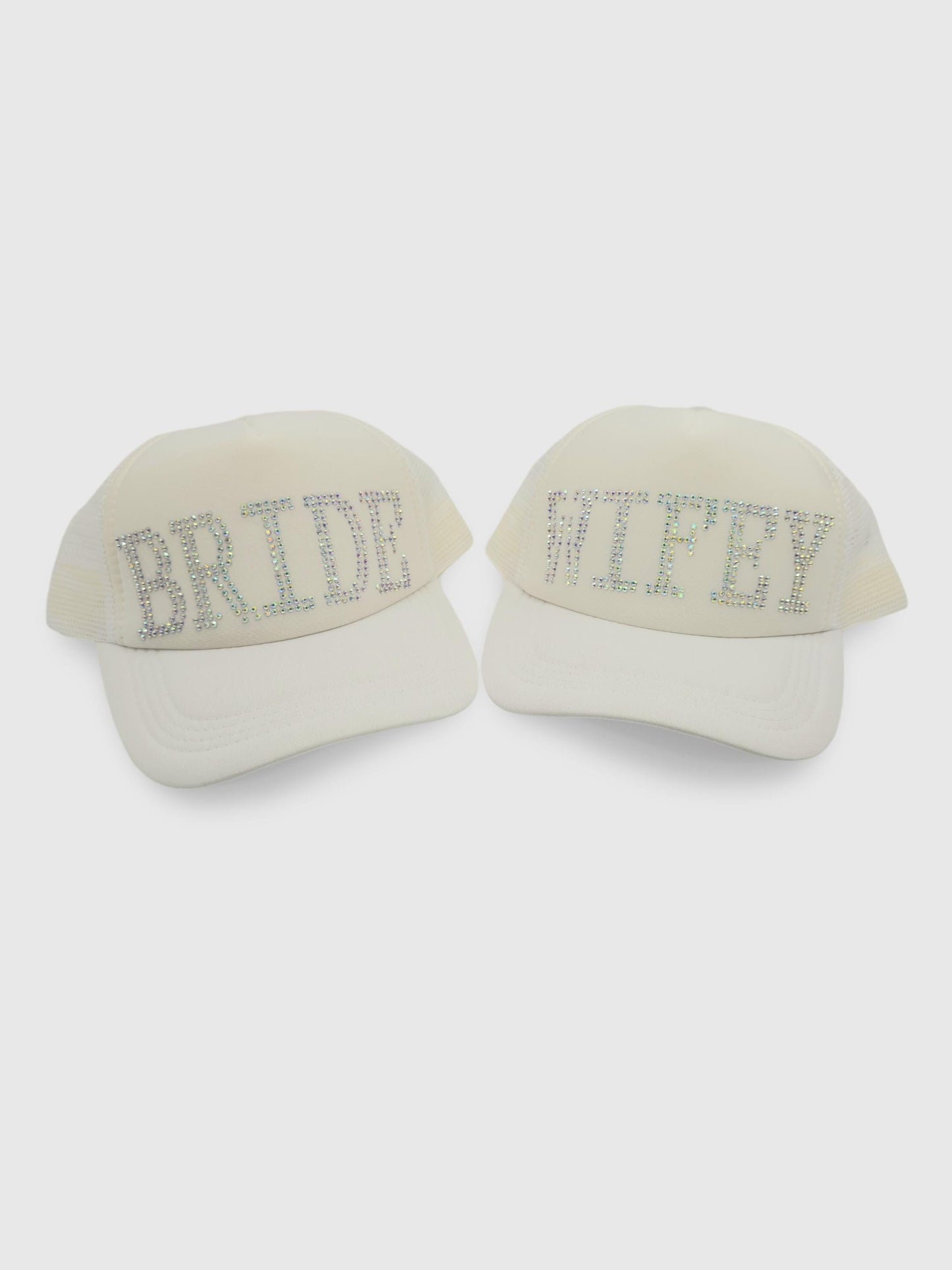 Rhinestone Bride - Wifey Sun Hat - Stylish Cap, Sparkling white Glitter Hat, Fashionable Women's Hat, Summer Mesh Cap