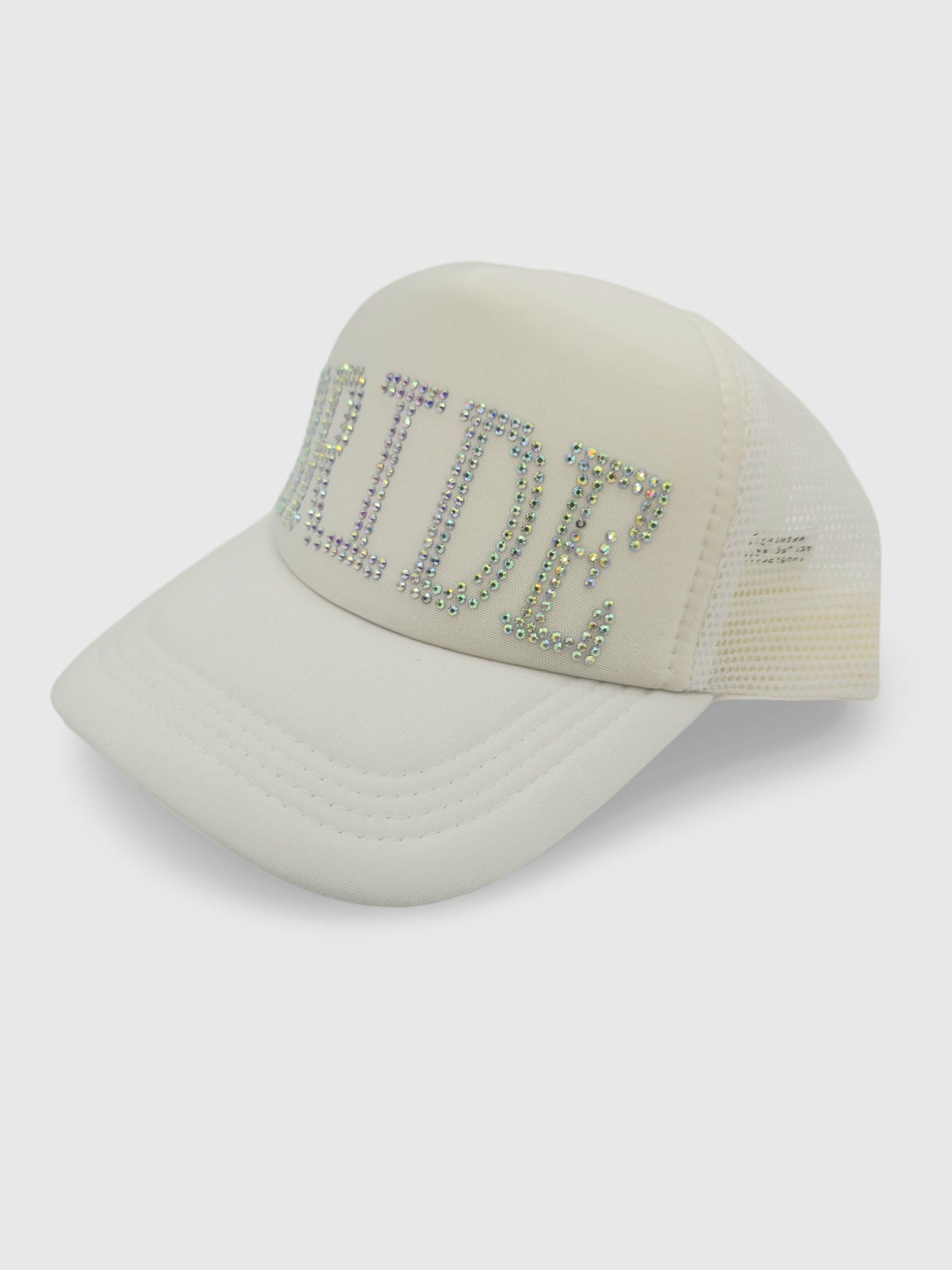 Rhinestone Bride - Wifey Sun Hat - Stylish Cap, Sparkling white Glitter Hat, Fashionable Women's Hat, Summer Mesh Cap