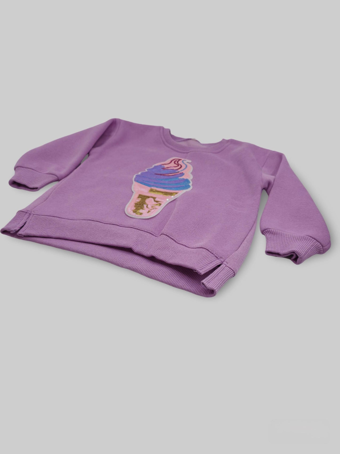 Kids Sequin Ice Cream Sweatshirt, Lavender Toddler Sweater, Warm Pullover for Girls, Cozy Sequin Jumper, Cute kids Clothing, Girl Sweater