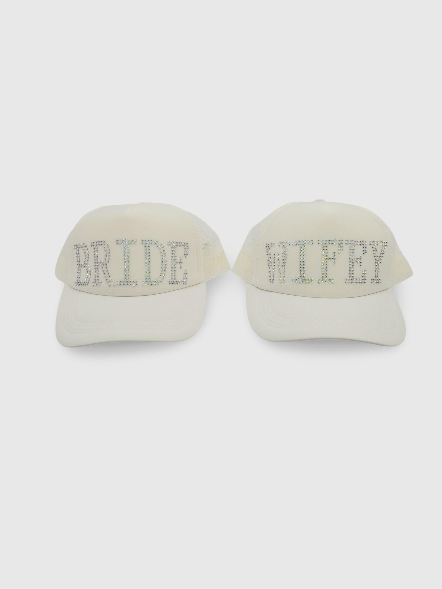 Rhinestone Bride - Wifey Sun Hat – Stylish Cap, Sparkling white Glitter Hat, Fashionable Women's Hat, Summer Mesh Cap,