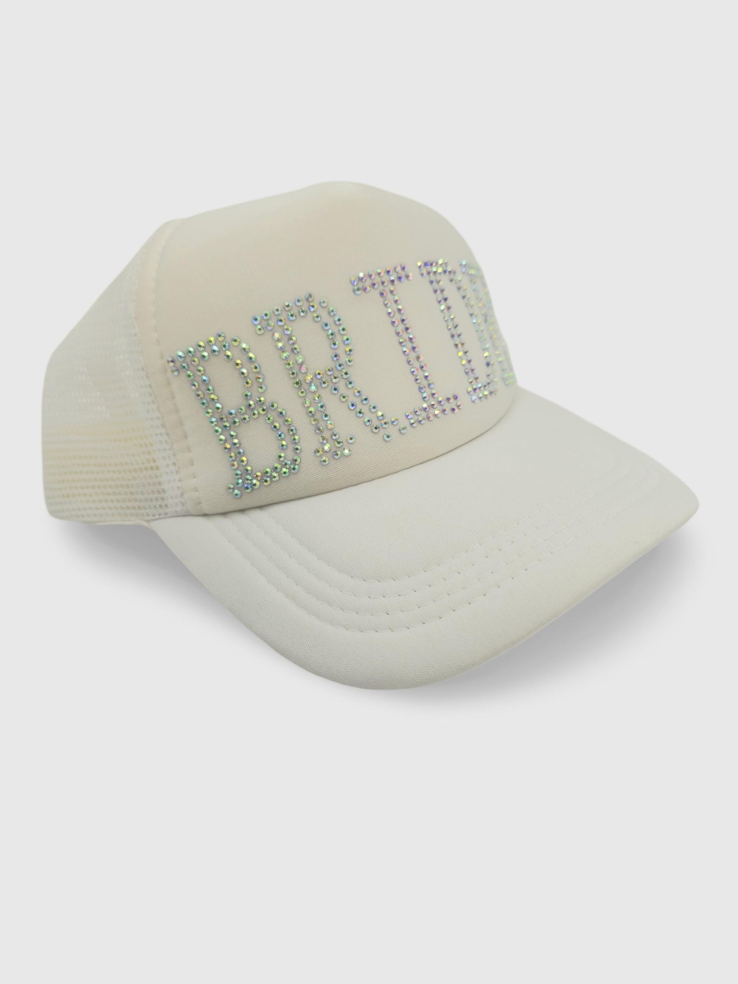 Rhinestone Bride - Wifey Sun Hat – Stylish Cap, Sparkling white Glitter Hat, Fashionable Women's Hat, Summer Mesh Cap,