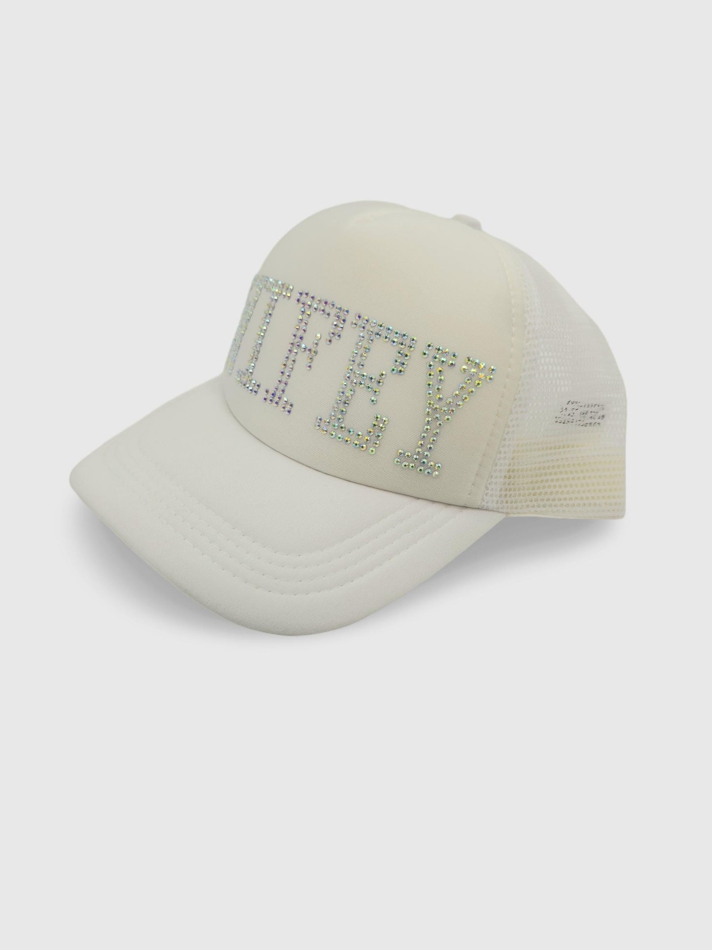 Rhinestone Bride - Wifey Sun Hat – Stylish Cap, Sparkling white Glitter Hat, Fashionable Women's Hat, Summer Mesh Cap,