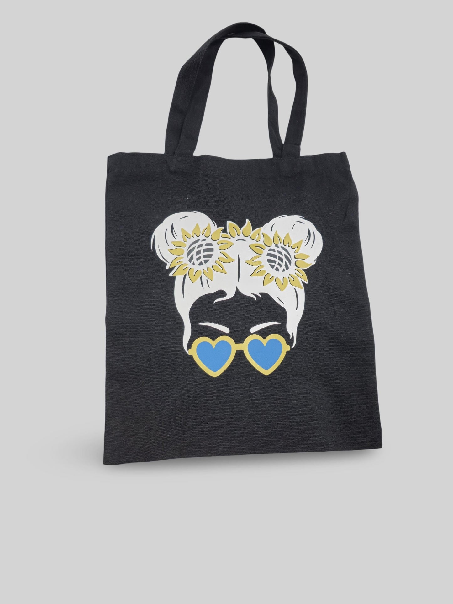 Black Cotton Tote Bag - "Peace for Ukraine" Heart Design | Eco-Friendly, Reusable Shopping Bag | Support Ukraine Gift