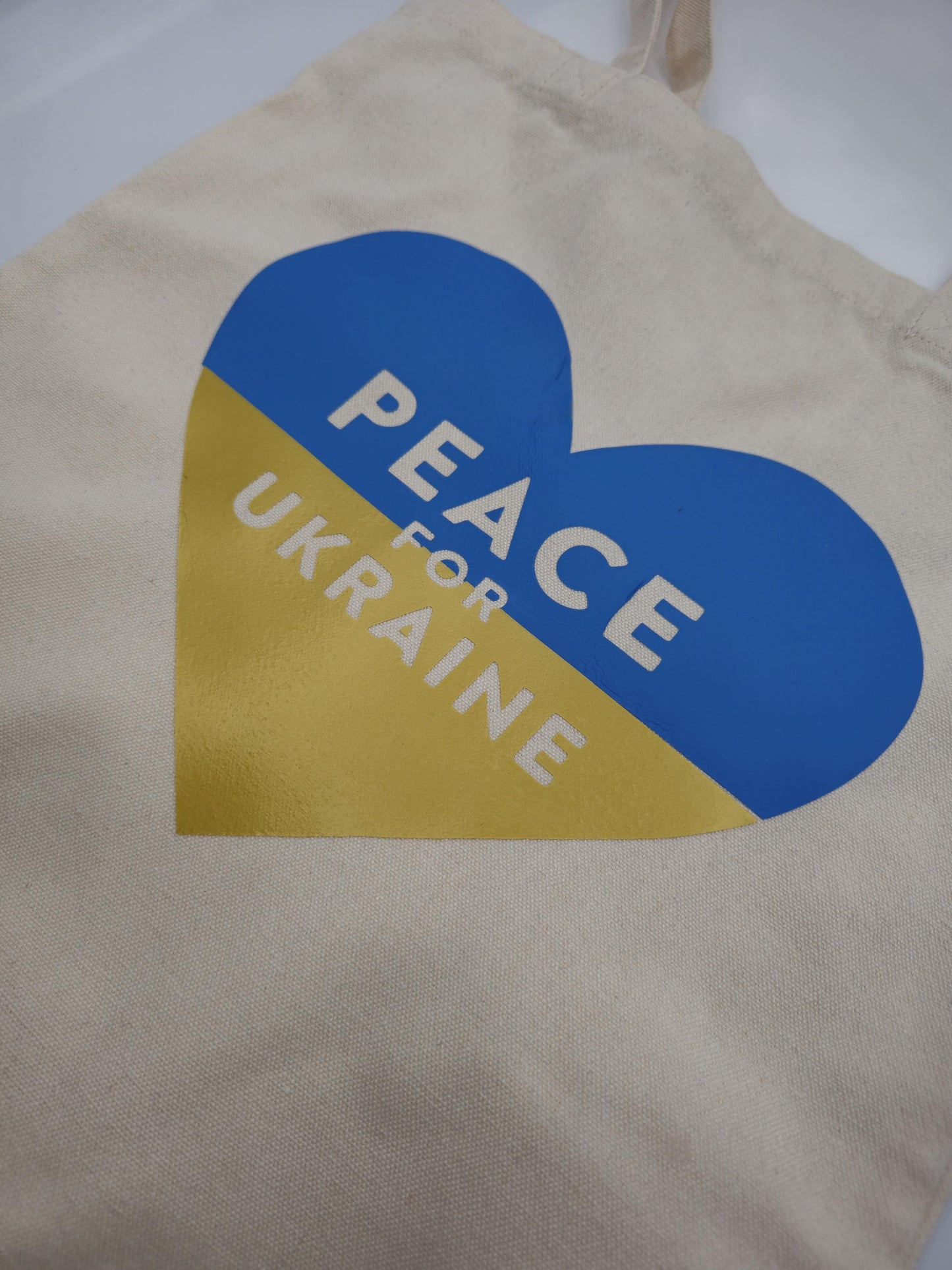 Natural Cotton Tote Bag - Sunflower & Heart Glasses Design | Ukrainian Flag Colors | Eco-Friendly, Reusable Shopping Bag