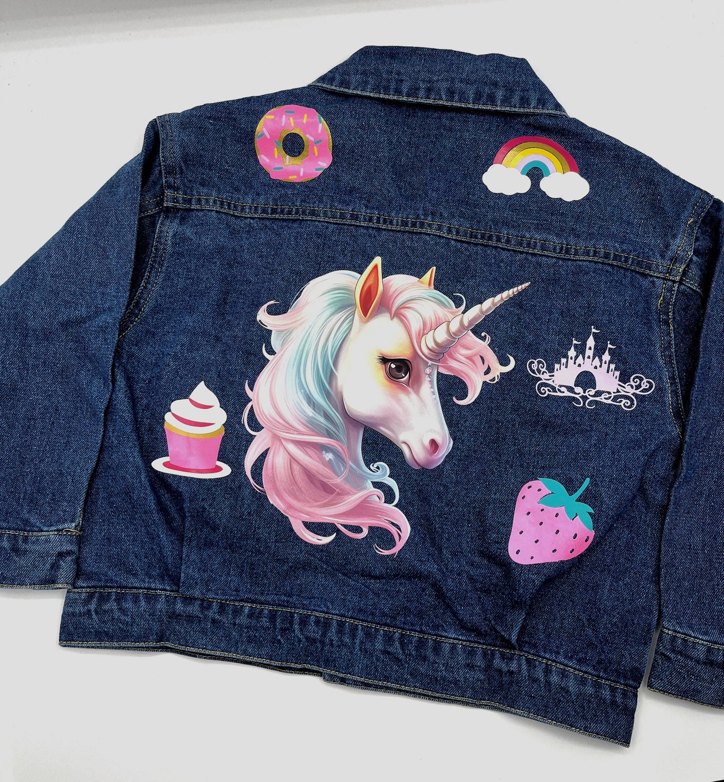 Personalized Unicorn Denim Jacket for Kids, Custom Flower Girl Gift, Toddler Jean Outerwear, Personalized Kids Denim Jacket, Custom Toddler