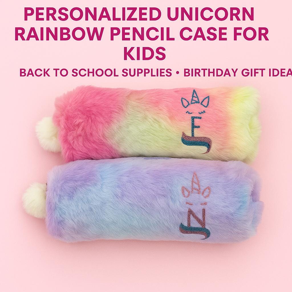 Personalized Unicorn Rainbow Pencil Case for Kids: Back to School Supplies, Birthday Gift Idea
