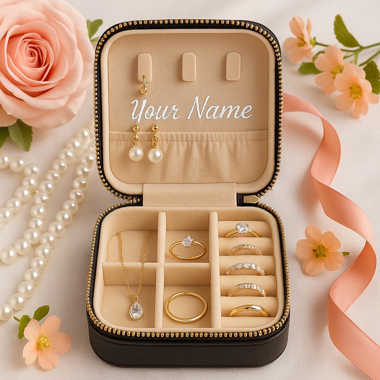 Bride Jewelry Box Bride Gift Box Mrs Jewelry Box Personalized Bridal Shower Gift for Bride Honeymoon Gift Travel Case