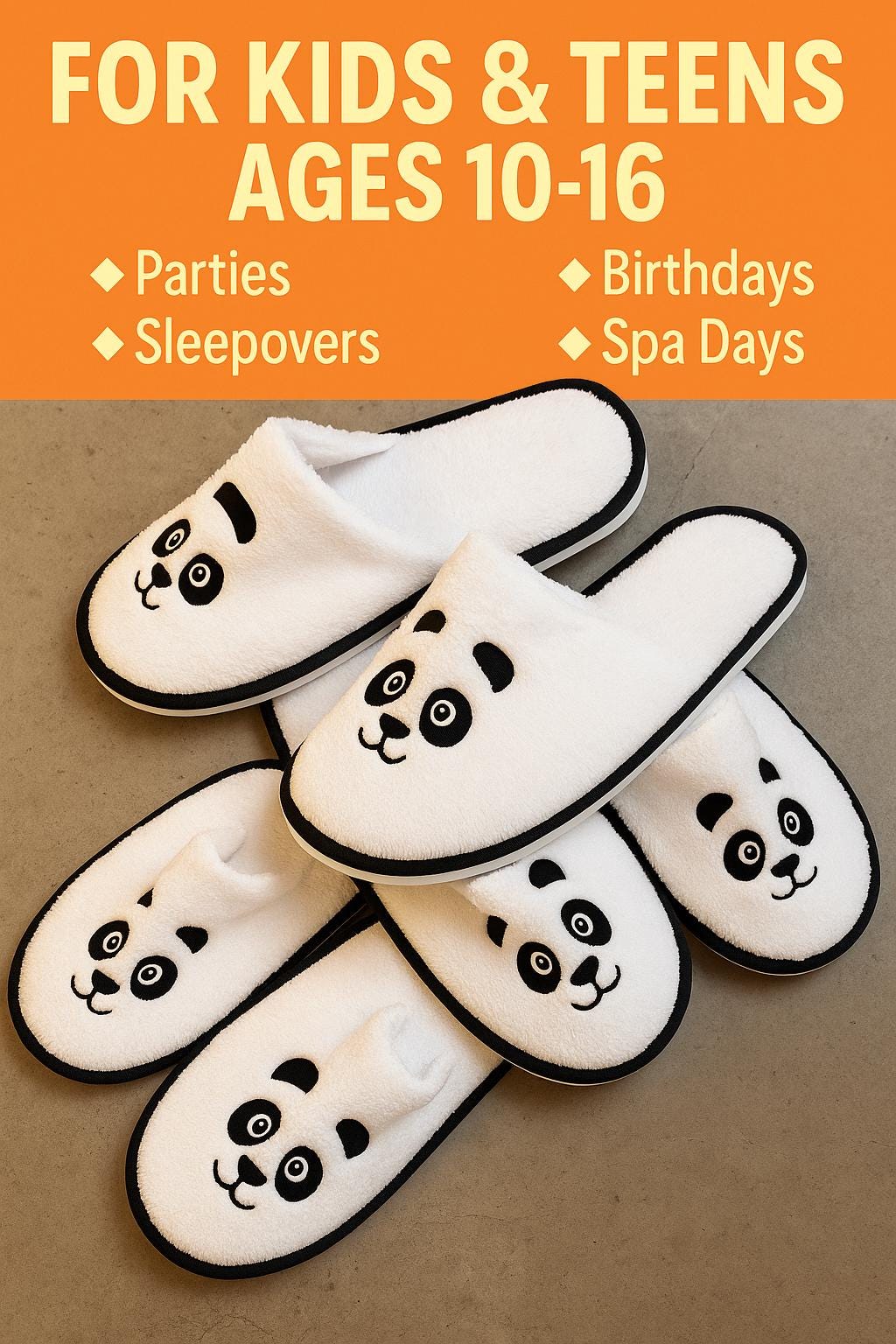 Sale Set of Spa slippers for kids, size 9’’ fluffy slippers for overnight party, gift for kids, weekend spa day