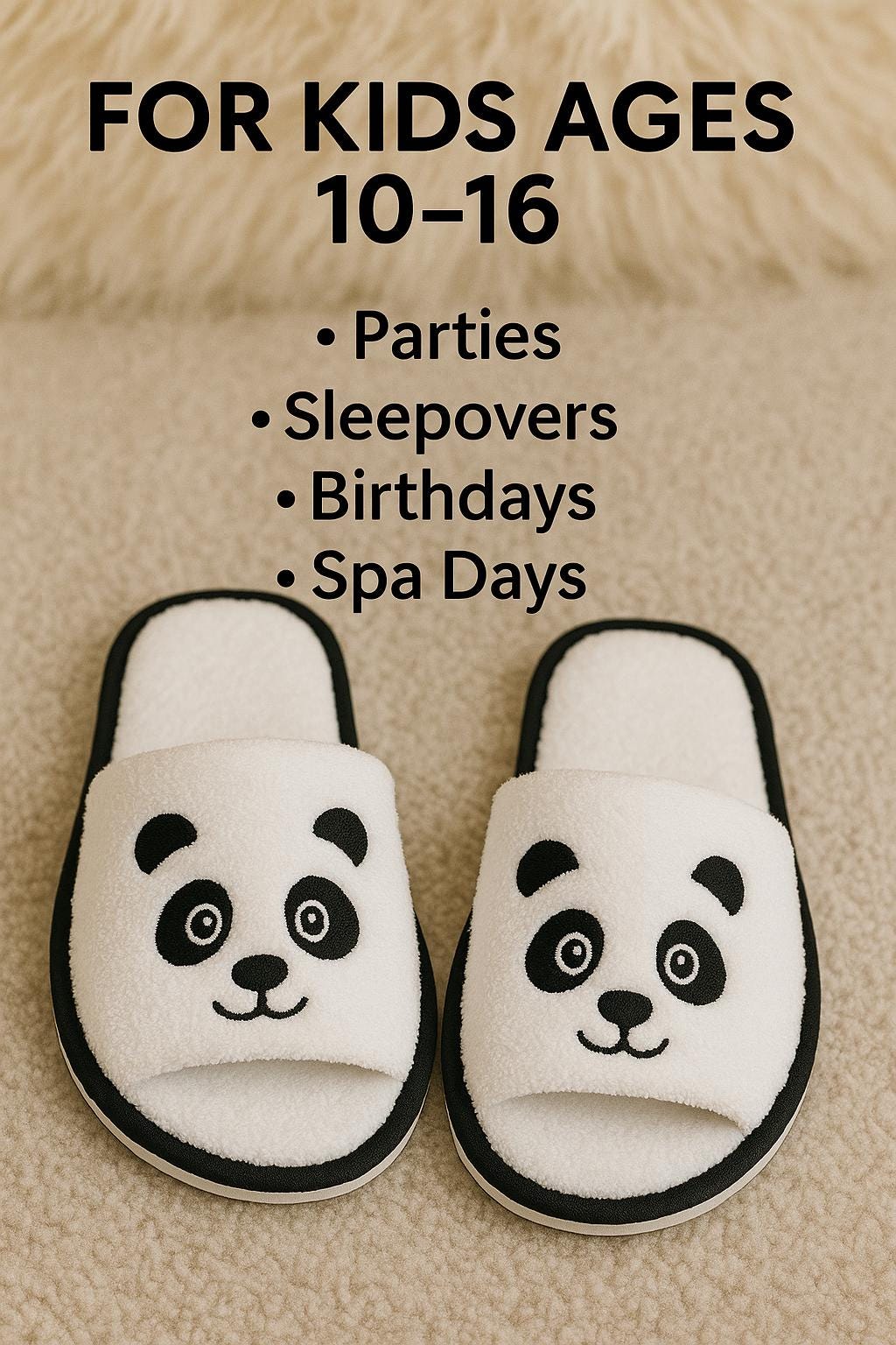 Sale Set of Spa slippers for kids, size 9’’ fluffy slippers for overnight party, gift for kids, weekend spa day