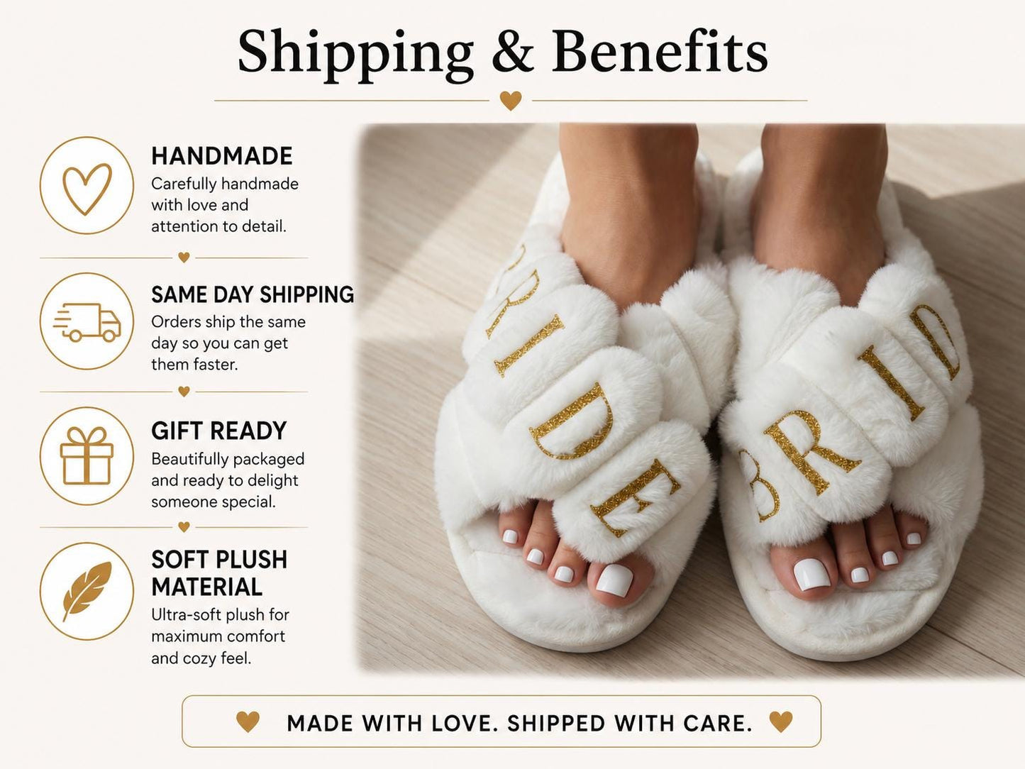 Personalized Bride Slippers: Custom Glitter Lettering, Soft Plush Bridal Shower Gift