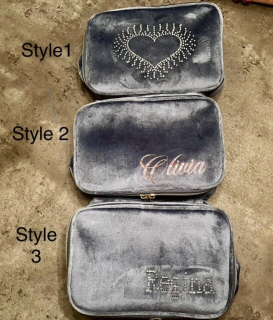 Customize  Make Up bag for gift girls, rhinestones gift, personalized, Monogram, Velvet Brush Bag, Christmas Gift, Bridesmaid gift