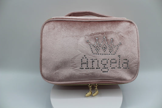 Personalized velvet makeup bag. Custom make up bag