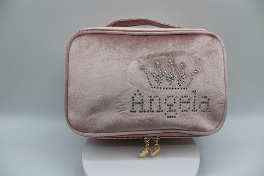 Personalized velvet makeup bag. Custom make up bag