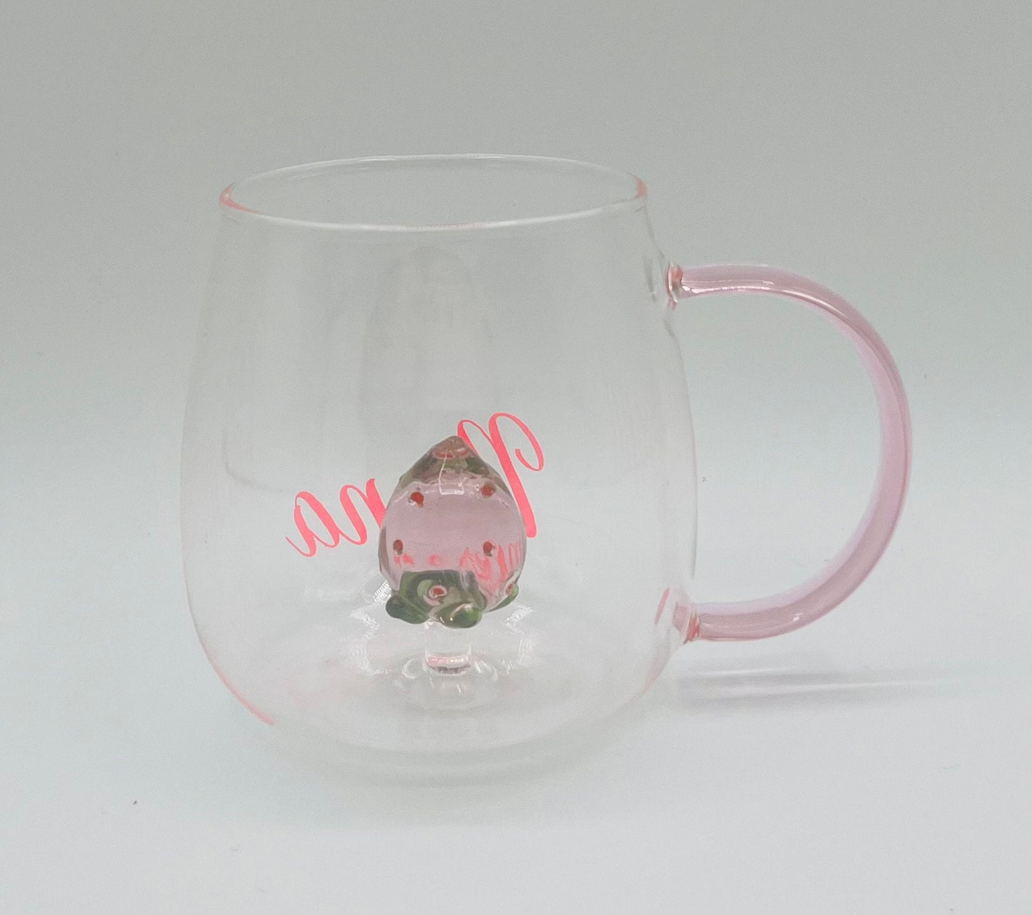 Glass cups with 3D figures. Personalized Coffee Cup Glass , Gifts for Women, Friends, Bridesmaids Personalized Glass Cup, cute tea cup,