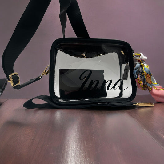 Personalized Clear Stadium Crossbody Bag: Concert Purse with Scarf & Wallet