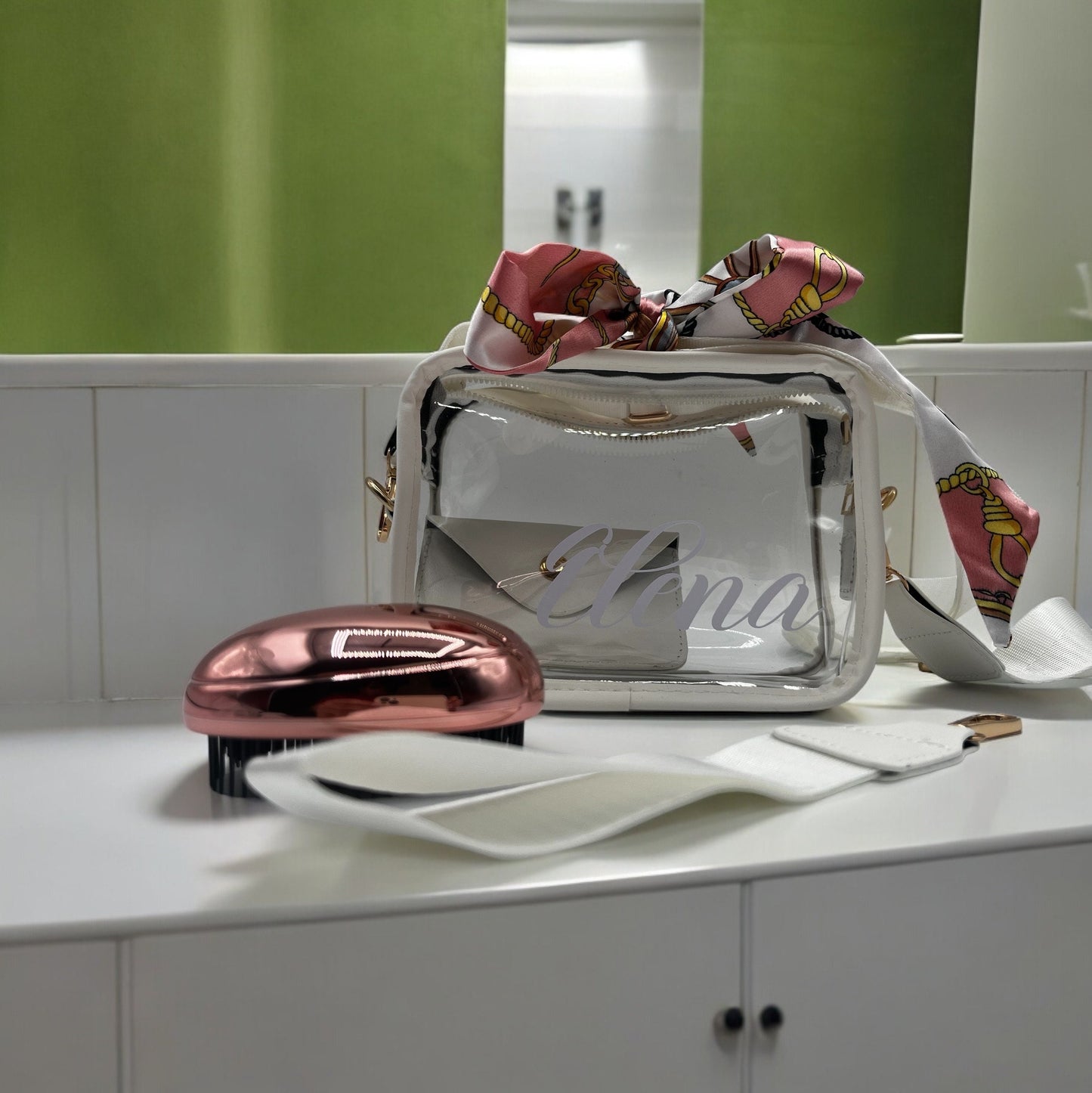 Personalized Clear Stadium Crossbody Bag: Concert Purse with Scarf & Wallet