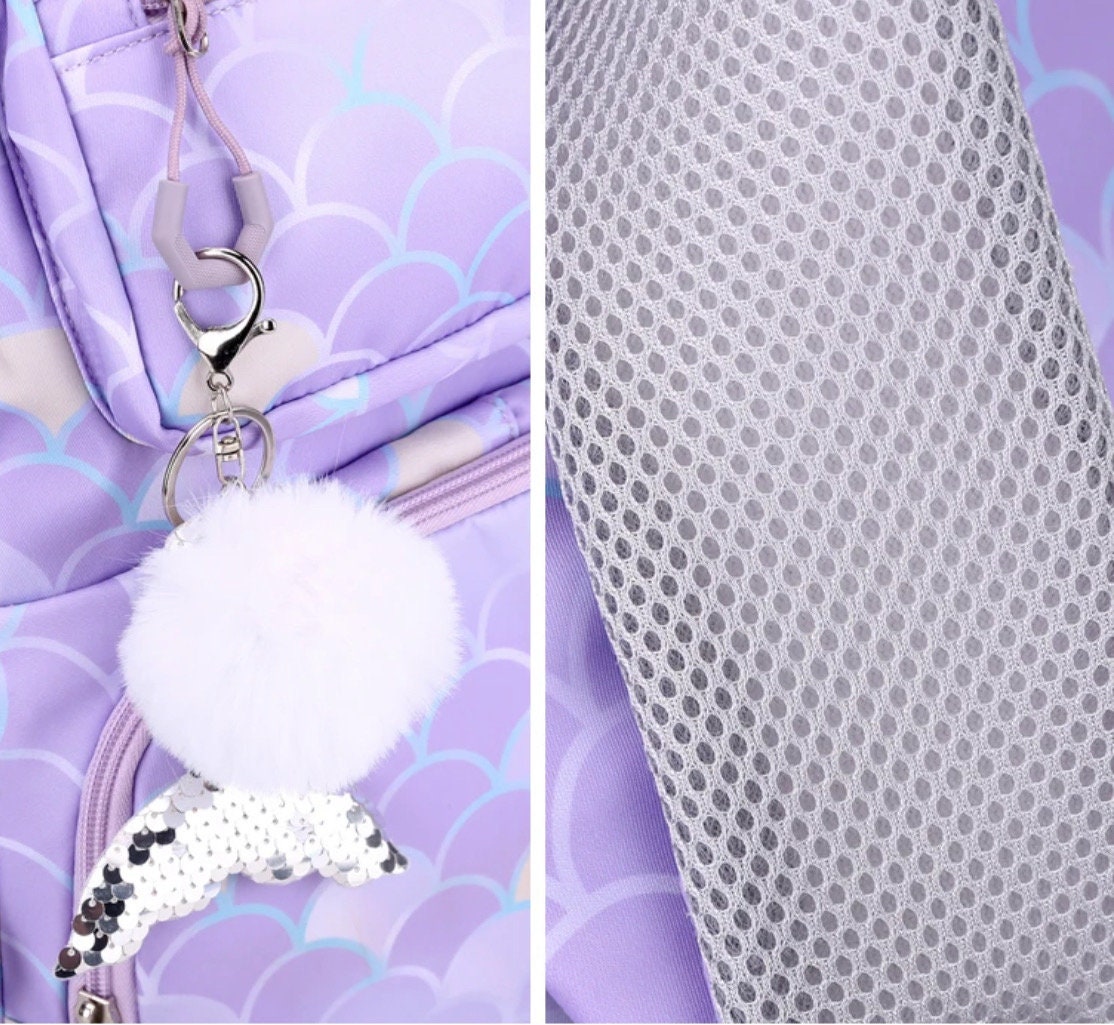 Personalized Mermaid Backpack Set: Girls School Bag with Lunch Bag