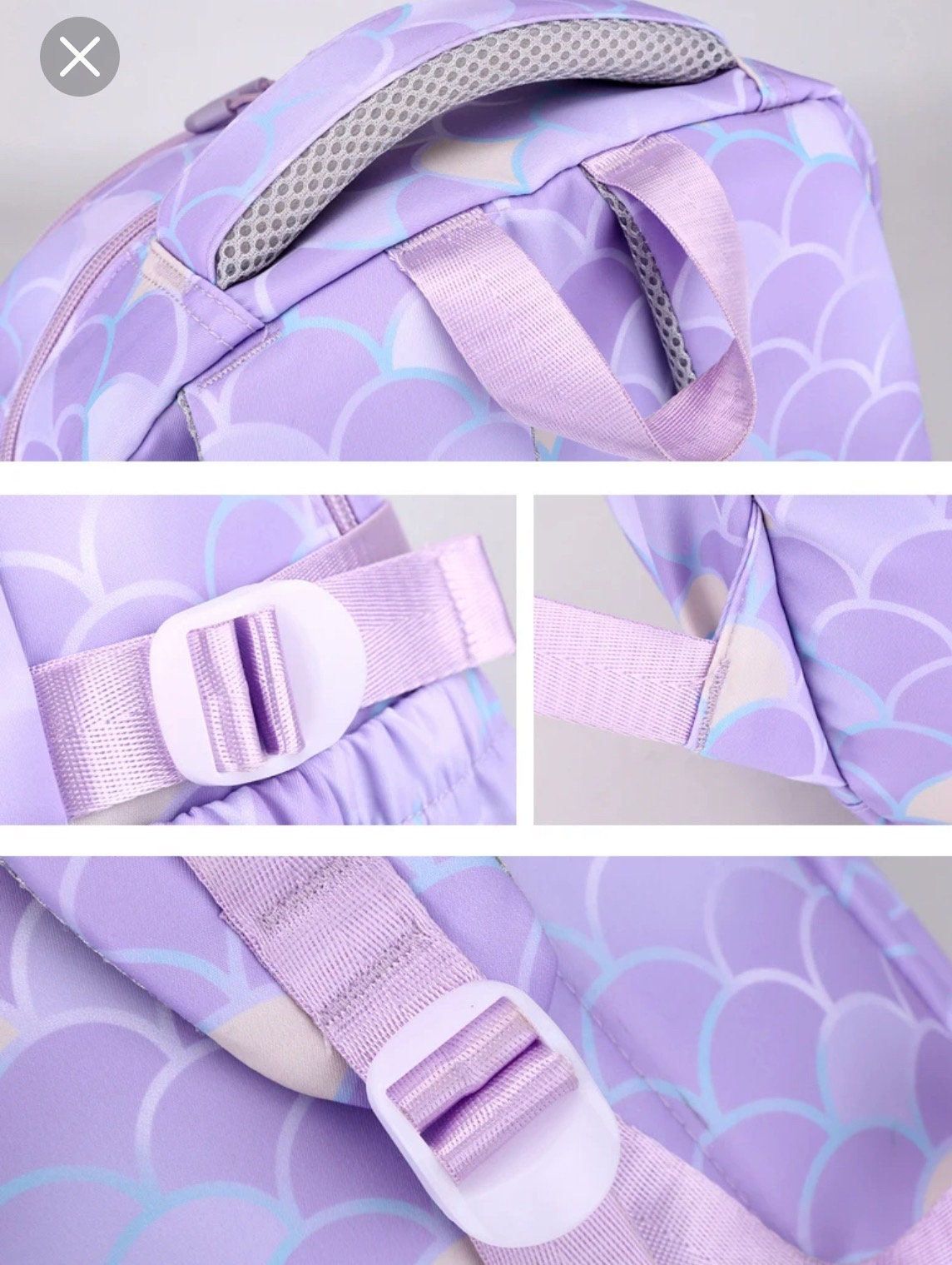 Personalized Mermaid Backpack Set: Glitter Pearl Shell Design - 3PCS Back to School