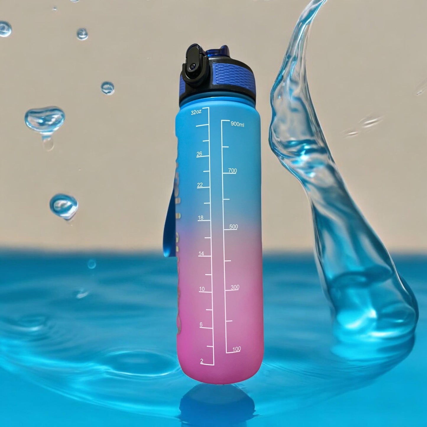 Personalized Water Bottle with Time Marker: Leakproof Fitness Bottle