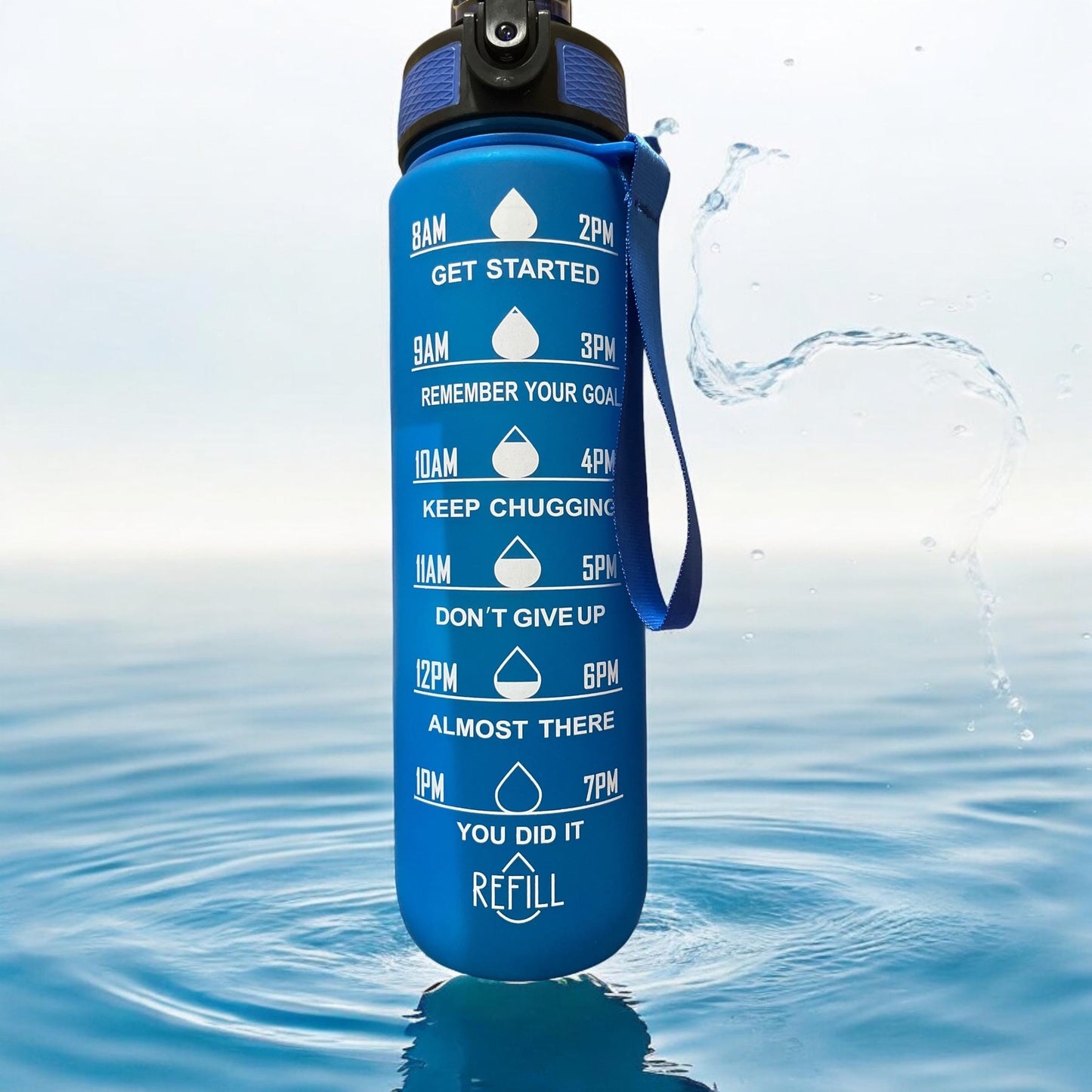 Personalized 32oz Time-Marked Water Bottle: Leakproof, BPA-Free, Fitness Straw, Beach-Ready