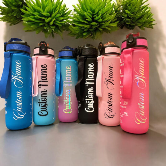 Custom Water Bottle| Water Bottle Tracker| Personalized Water Bottle| Water Bottle with Straw| Gym Water Bottle| Sport Water Bottle, 32 oz